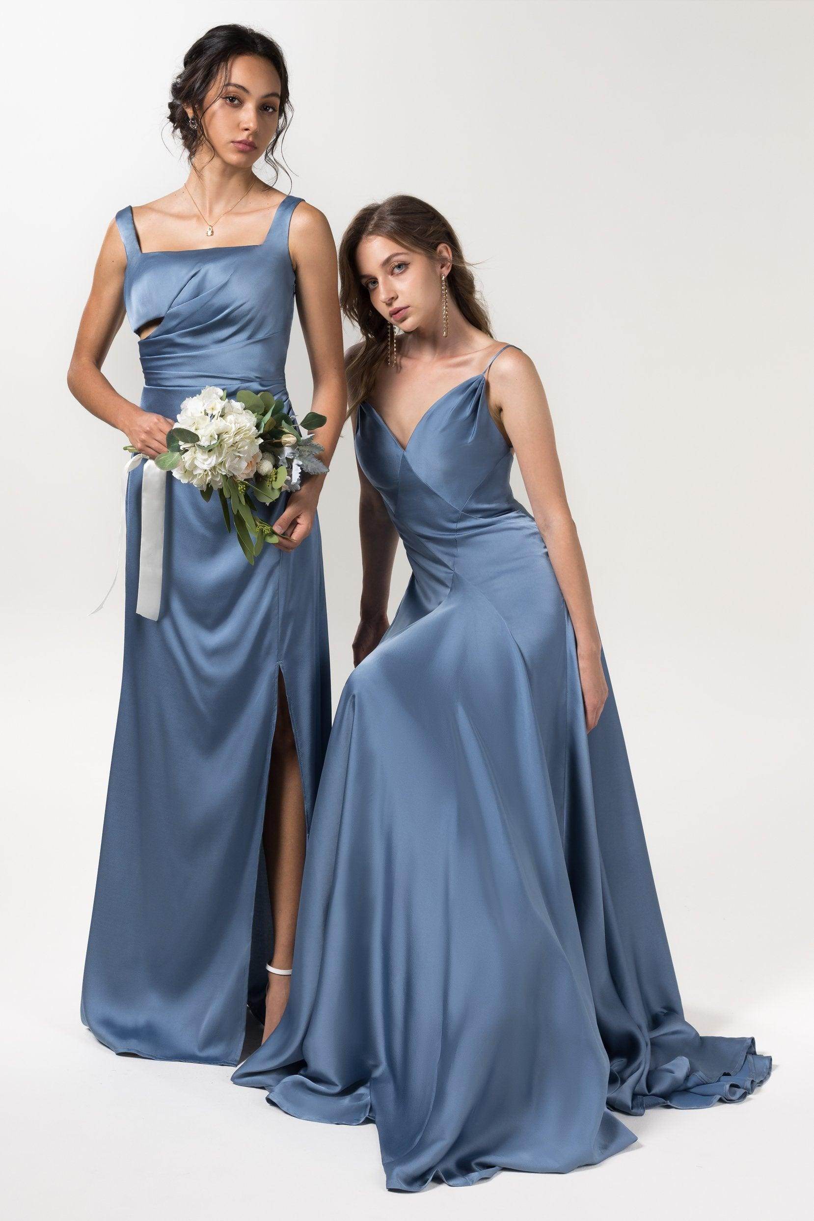 A-Line Floor Length Luxe Satin Bridesmaid Dress Formal Dresses CB0591 - COCOMELODY