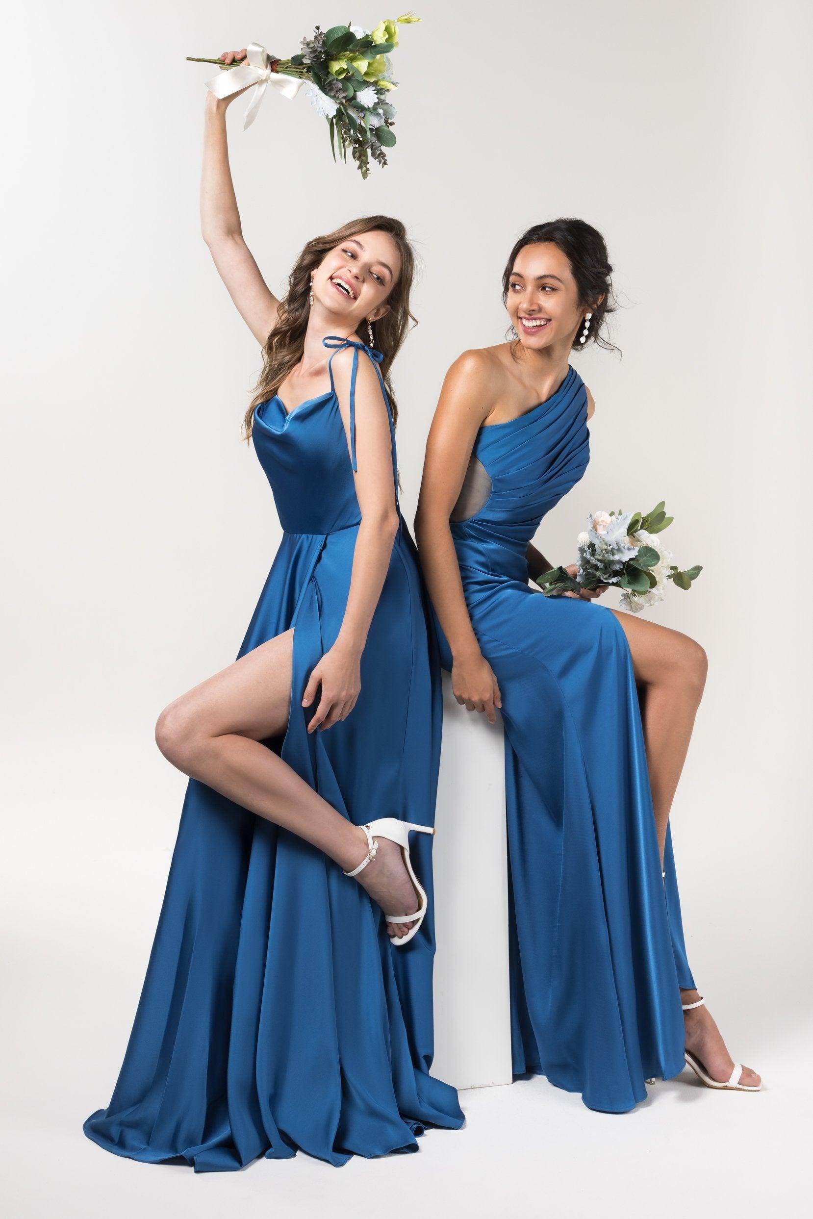 Sheath Floor Length Luxe Satin Bridesmaid Dress Formal Dresses CB0592 - COCOMELODY