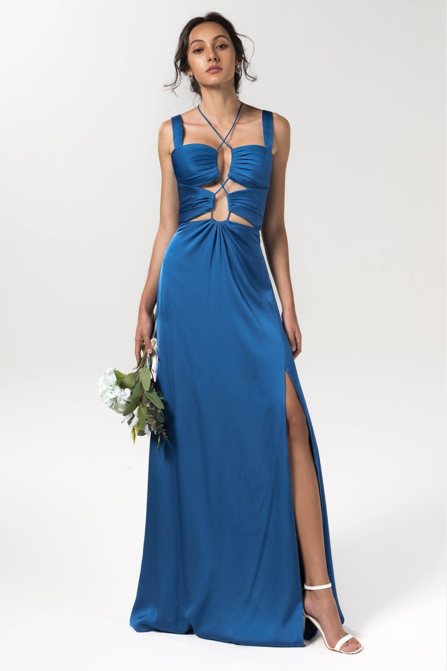 Sheath Floor Length Luxe Satin Bridesmaid Dress Formal Dresses CB0593 - COCOMELODY