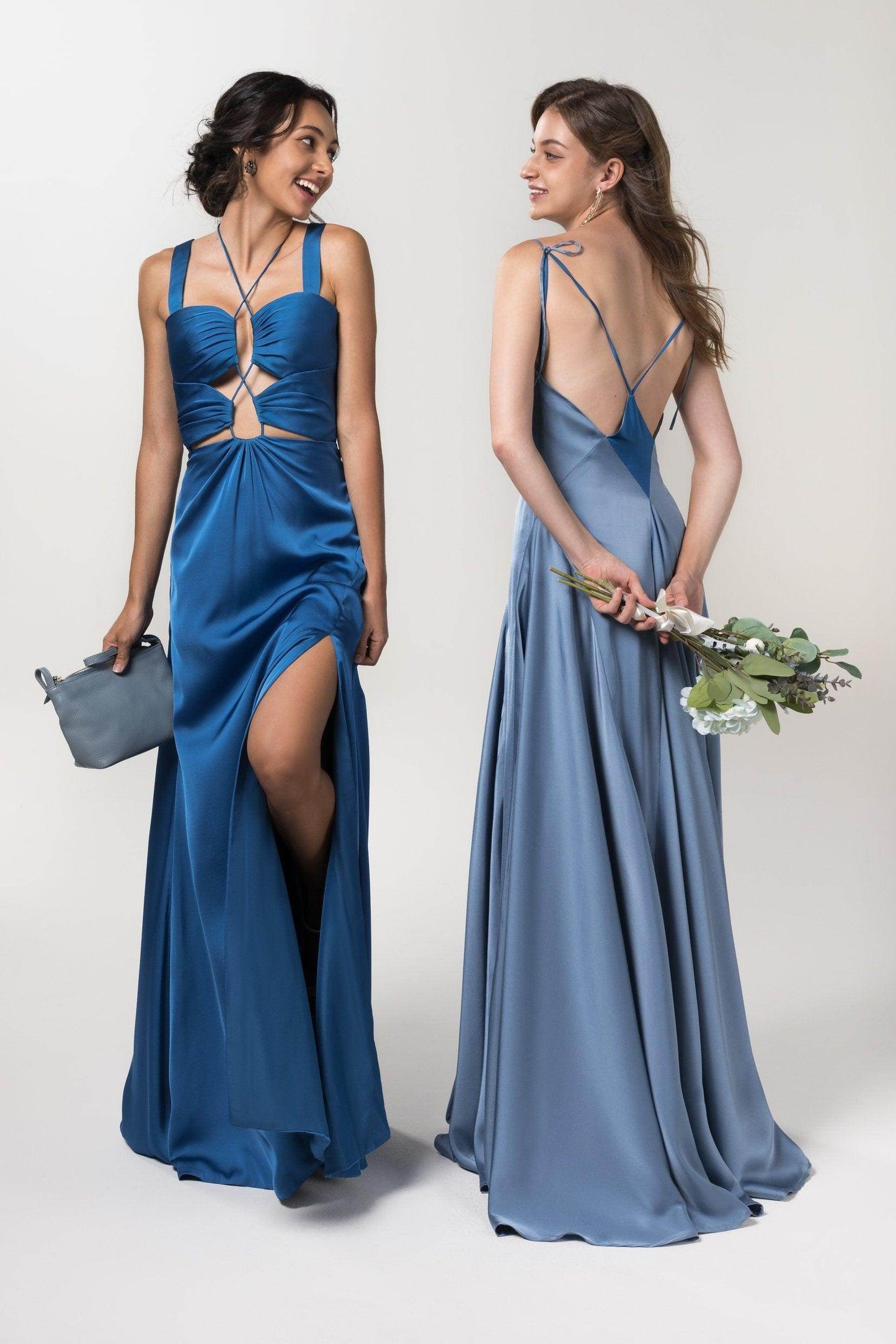 Sheath Floor Length Luxe Satin Bridesmaid Dress Formal Dresses CB0593 - COCOMELODY