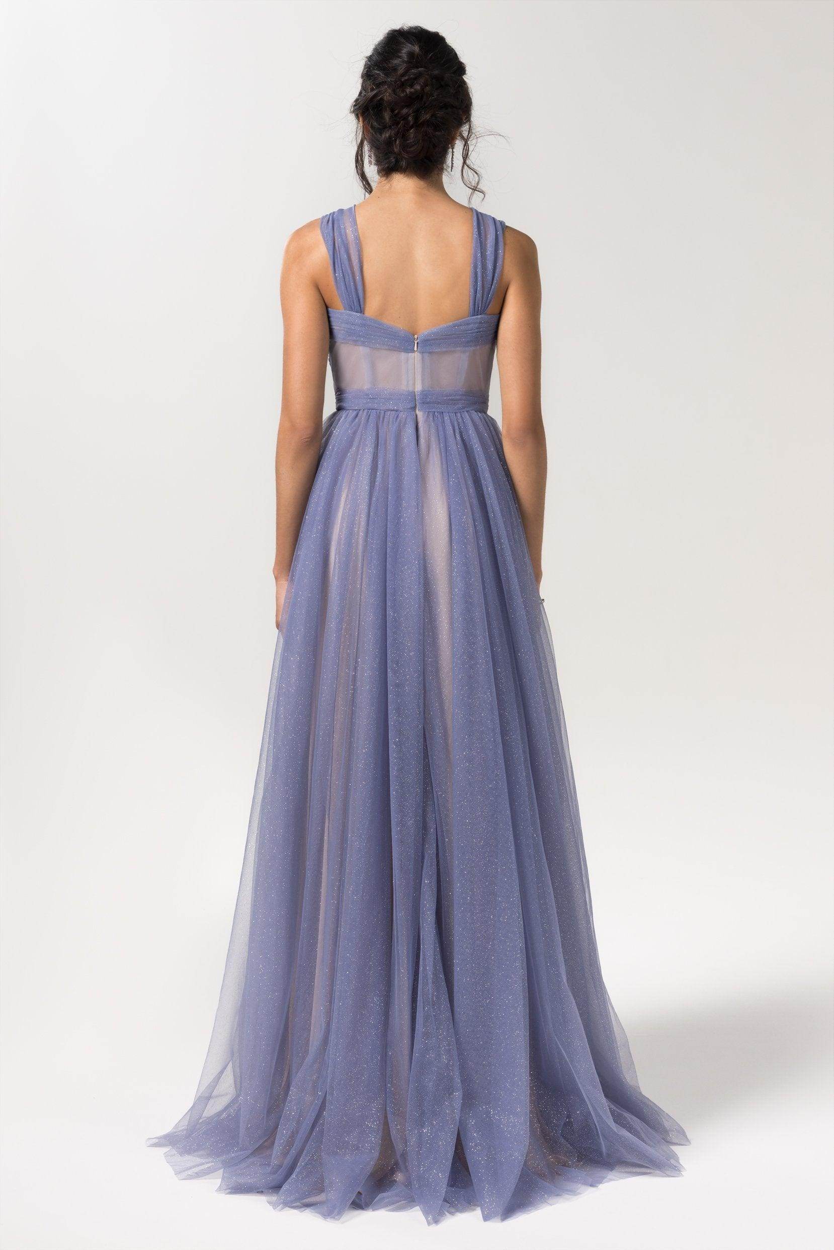 A-Line Floor Length Sparkling Tulle Bridesmaid Dress Formal Dresses CB0606 - COCOMELODY