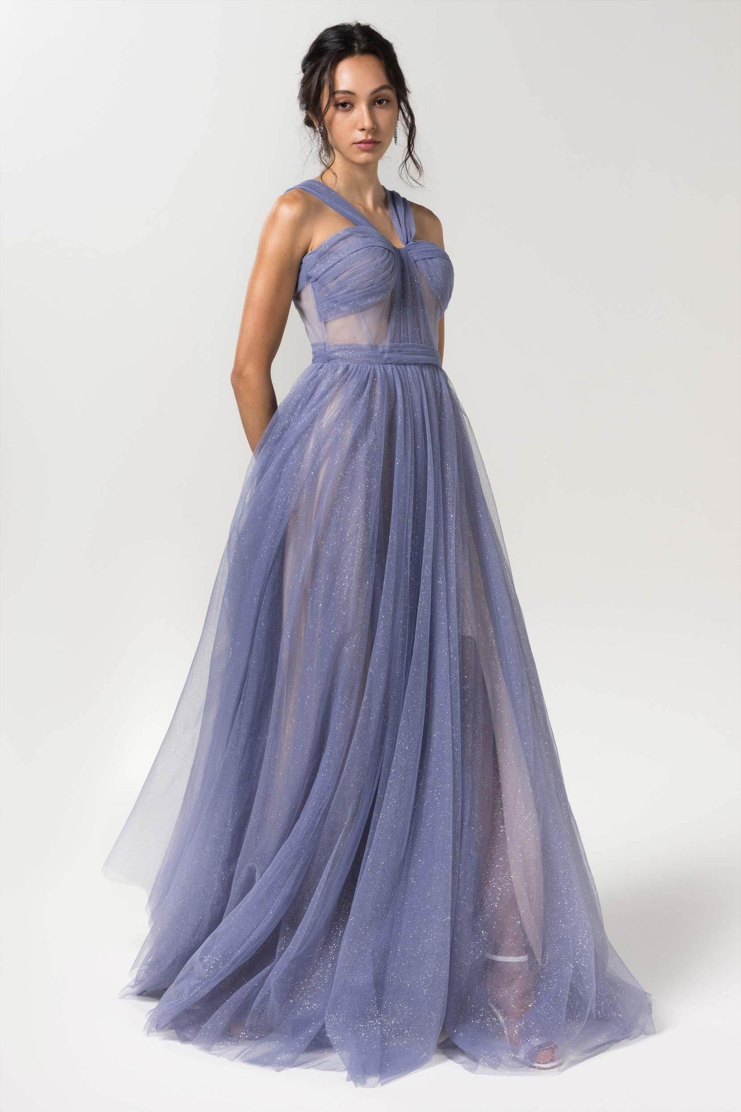 A-Line Floor Length Sparkling Tulle Bridesmaid Dress Formal Dresses CB0606 - COCOMELODY