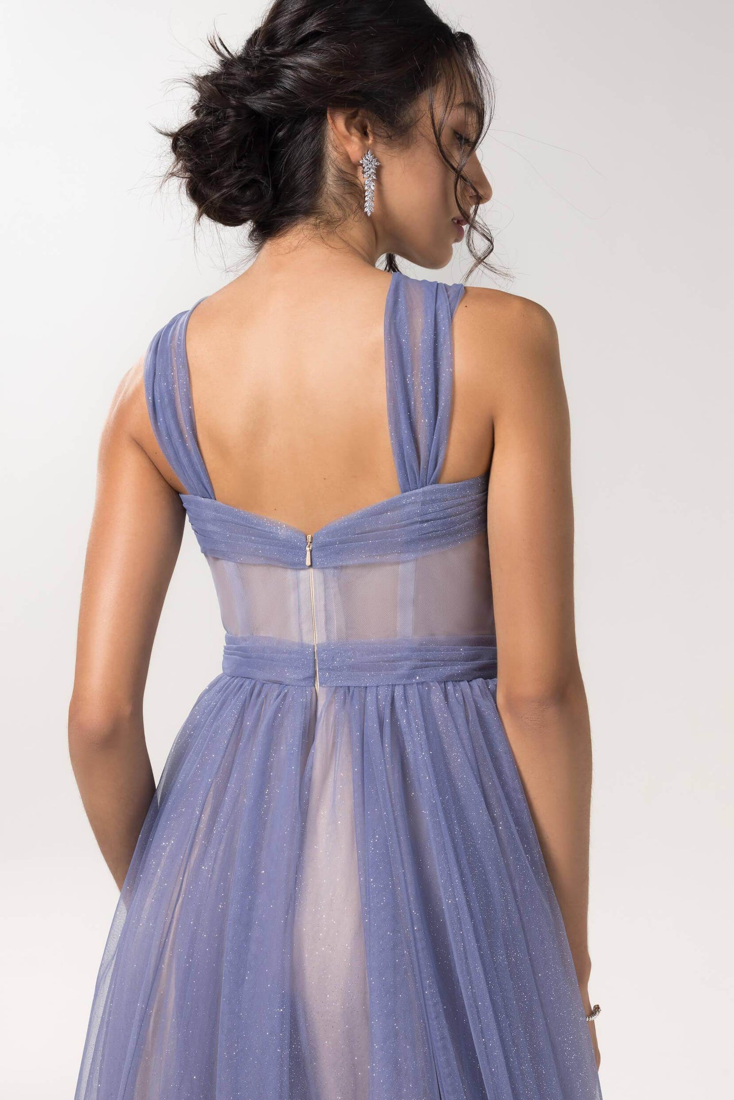 A-Line Floor Length Sparkling Tulle Bridesmaid Dress Formal Dresses CB0606 - COCOMELODY