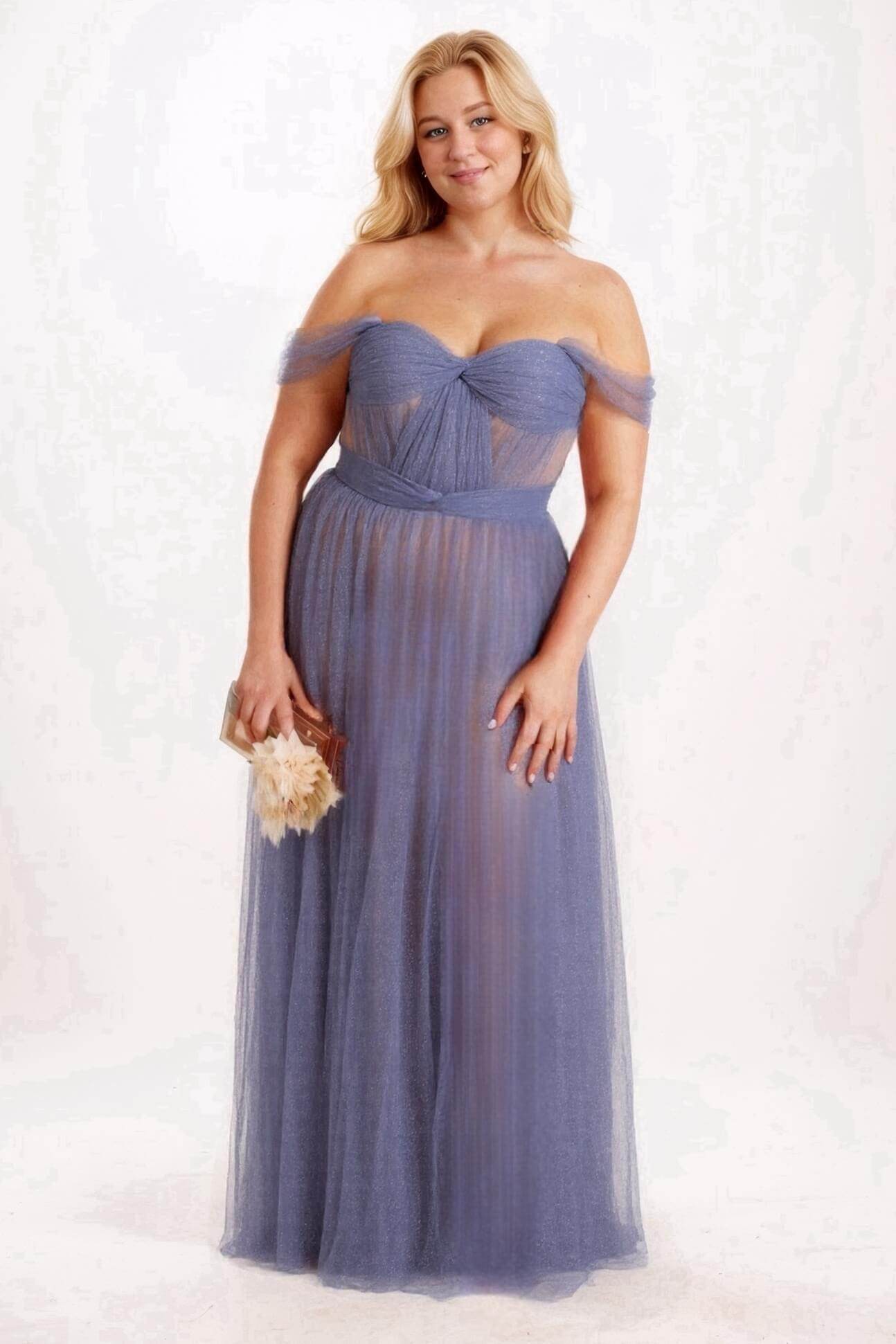 A-Line Floor Length Plus Size Tulle Bridesmaid Dresses COCOMELODY CB0608PS, Black A-Line Floor Length Plus Size Tulle Bridesmaid Dresses COCOMELODY CB0608PS, Black