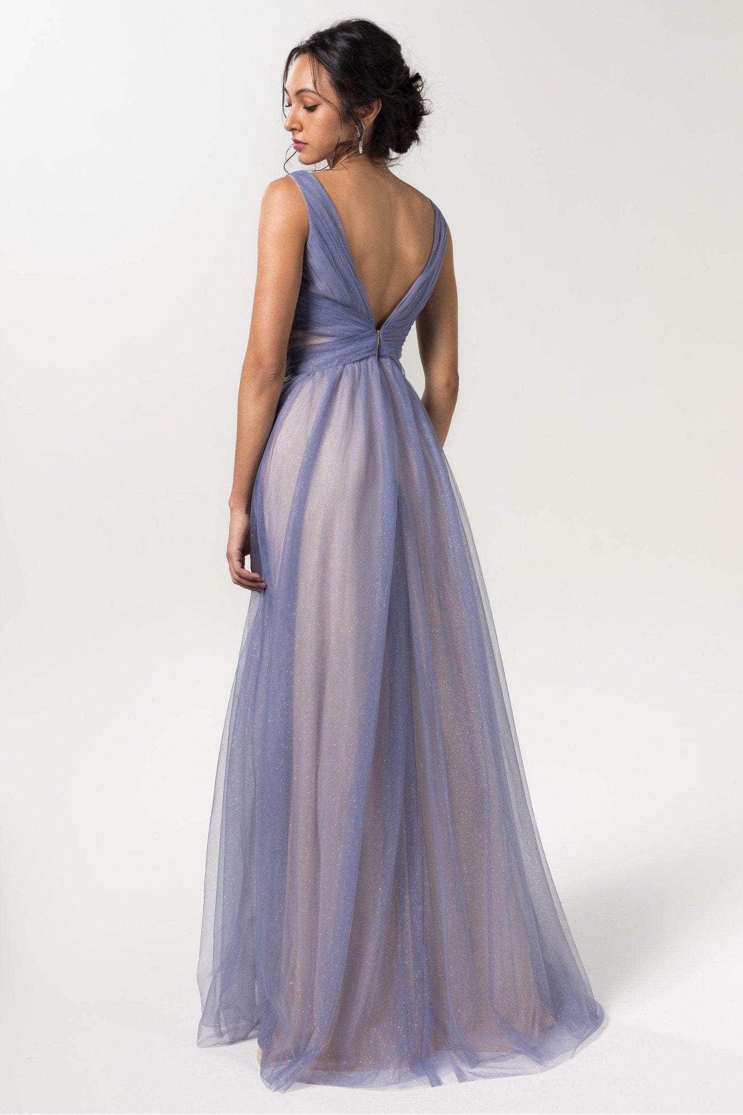 A-Line Floor Length Sparkling Tulle Bridesmaid Dress Formal Dresses CB0609PS - COCOMELODY
