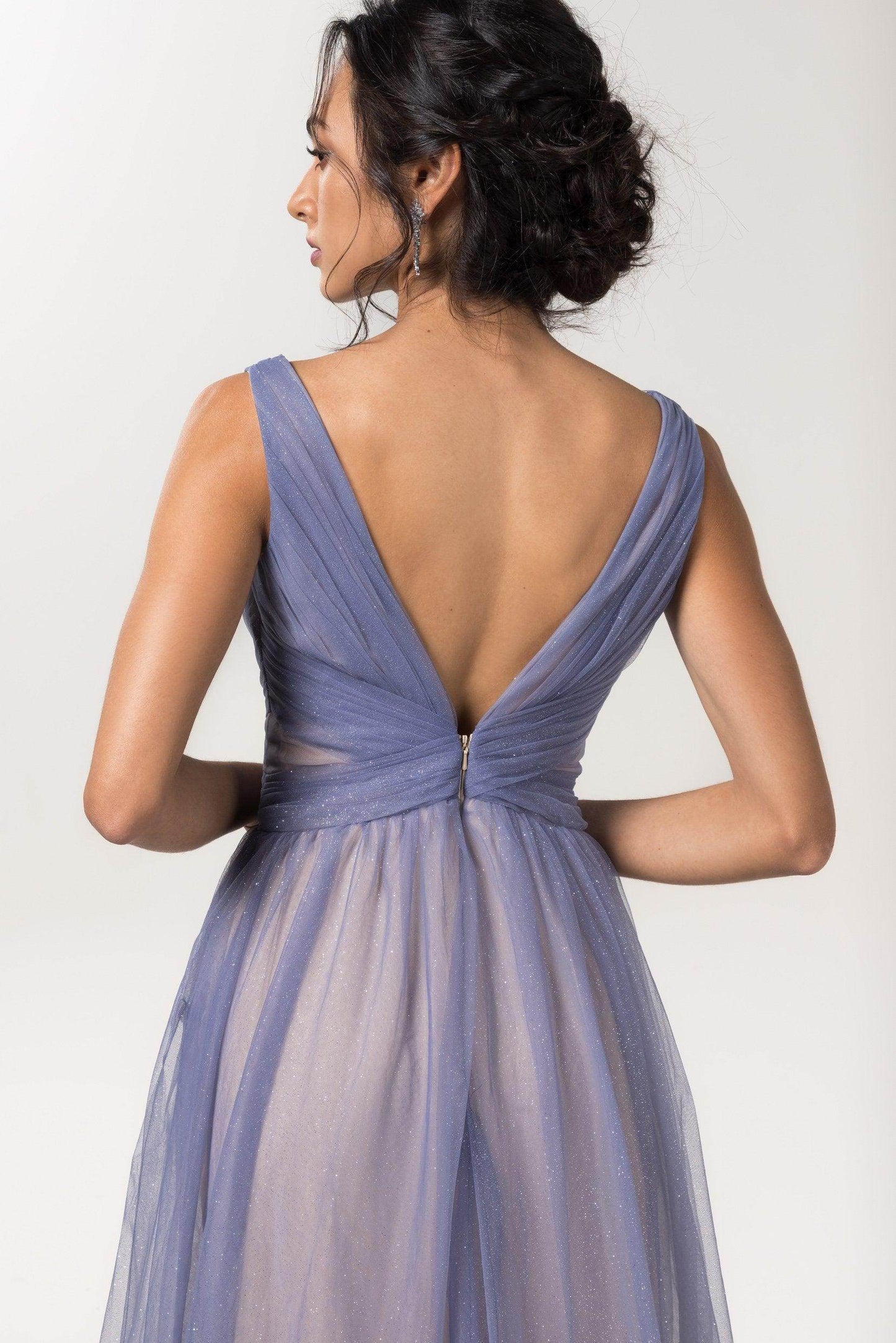 A-Line Floor Length Sparkling Tulle Bridesmaid Dress Formal Dresses CB0609PS - COCOMELODY
