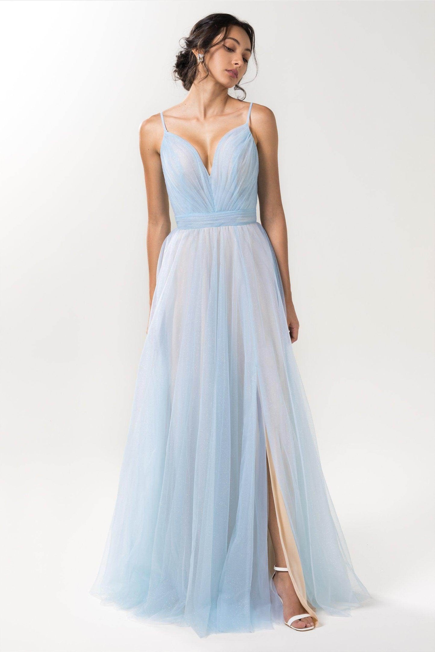 A-Line Floor Length Sparkling Tulle Bridesmaid Dress Formal Dresses CB0613 - COCOMELODY