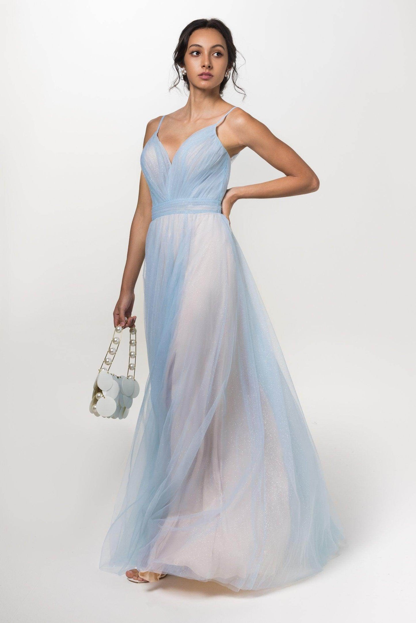 A-Line Floor Length Sparkling Tulle Bridesmaid Dress Formal Dresses CB0613 - COCOMELODY