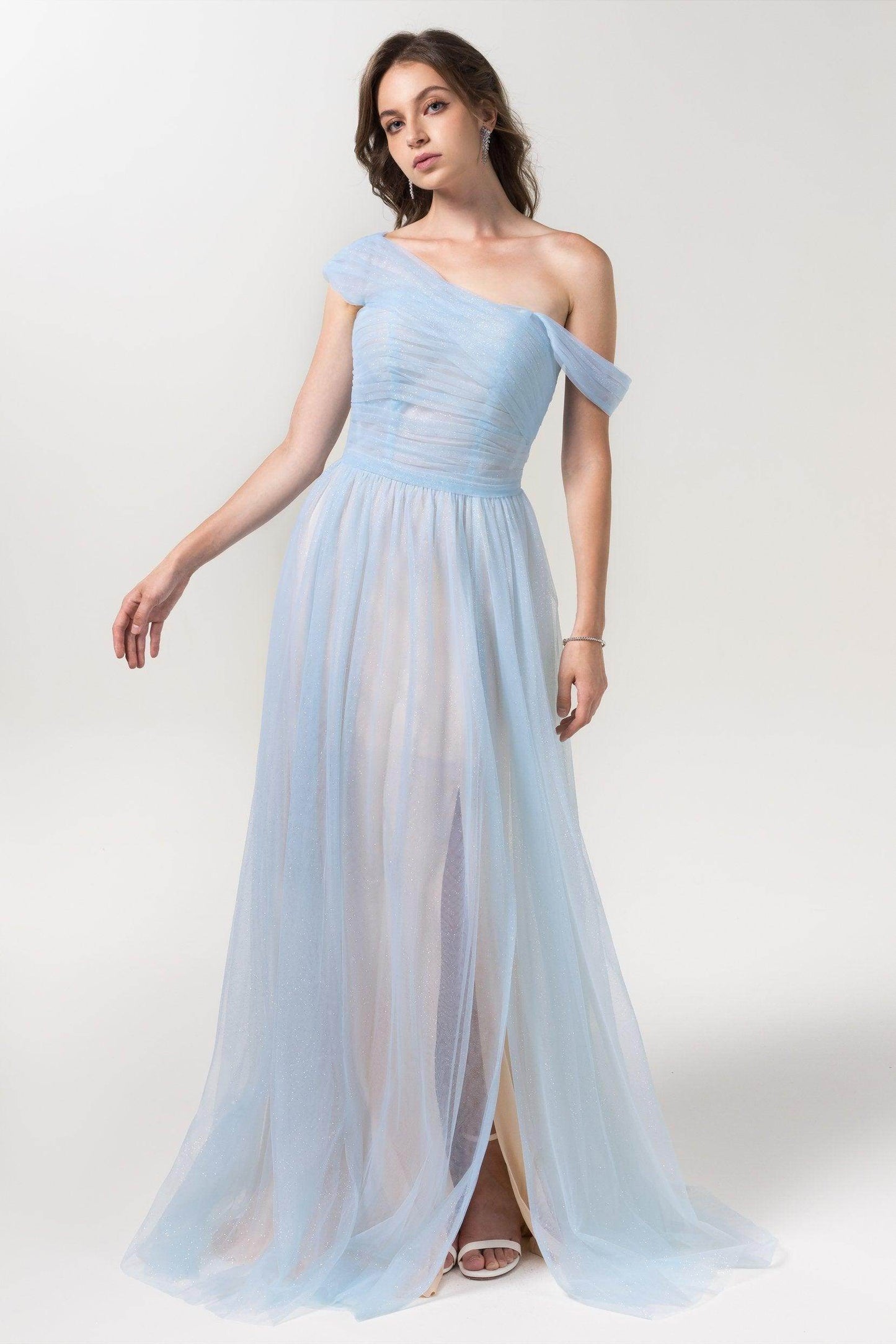 A-Line Floor Length Sparkling Tulle Bridesmaid Dress Formal Dresses CB0614 - COCOMELODY