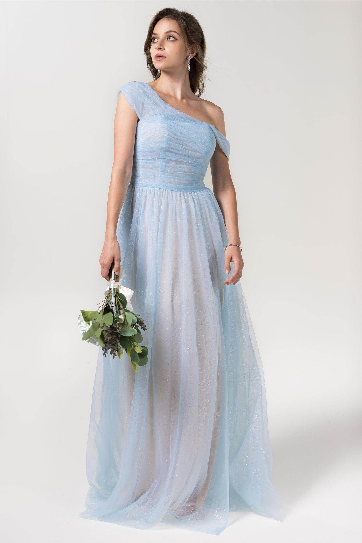 A-Line Floor Length Sparkling Tulle Bridesmaid Dress Formal Dresses CB0614 - COCOMELODY