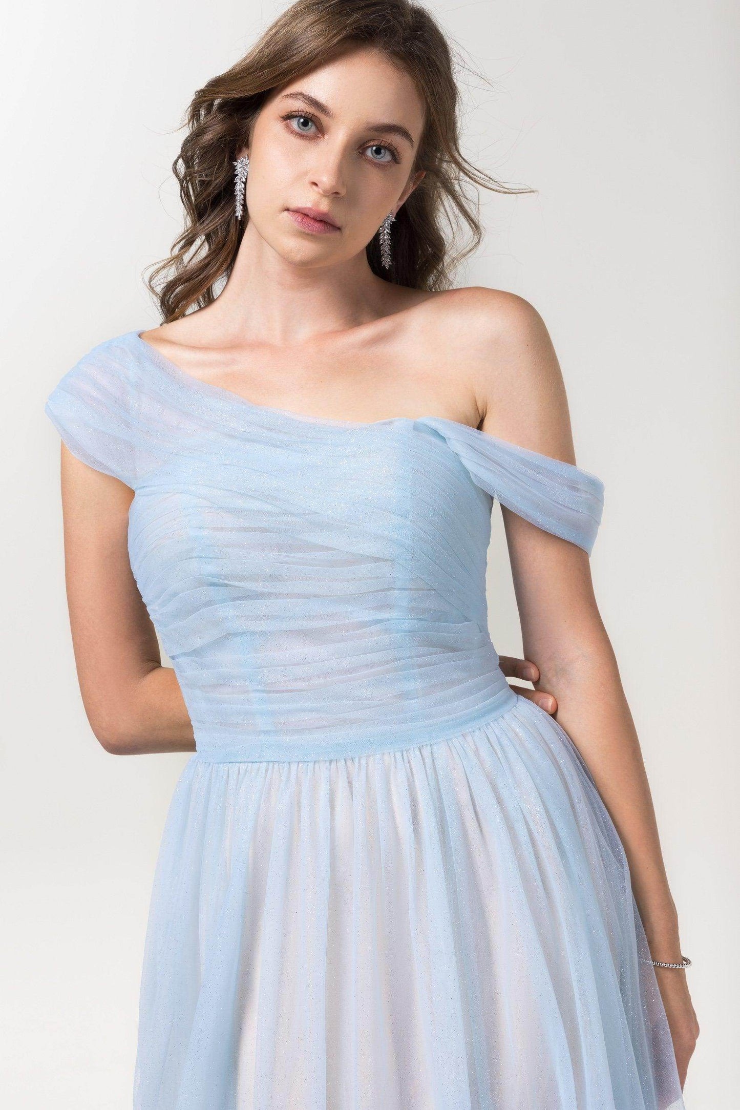 A-Line Floor Length Sparkling Tulle Bridesmaid Dress Formal Dresses CB0614 - COCOMELODY