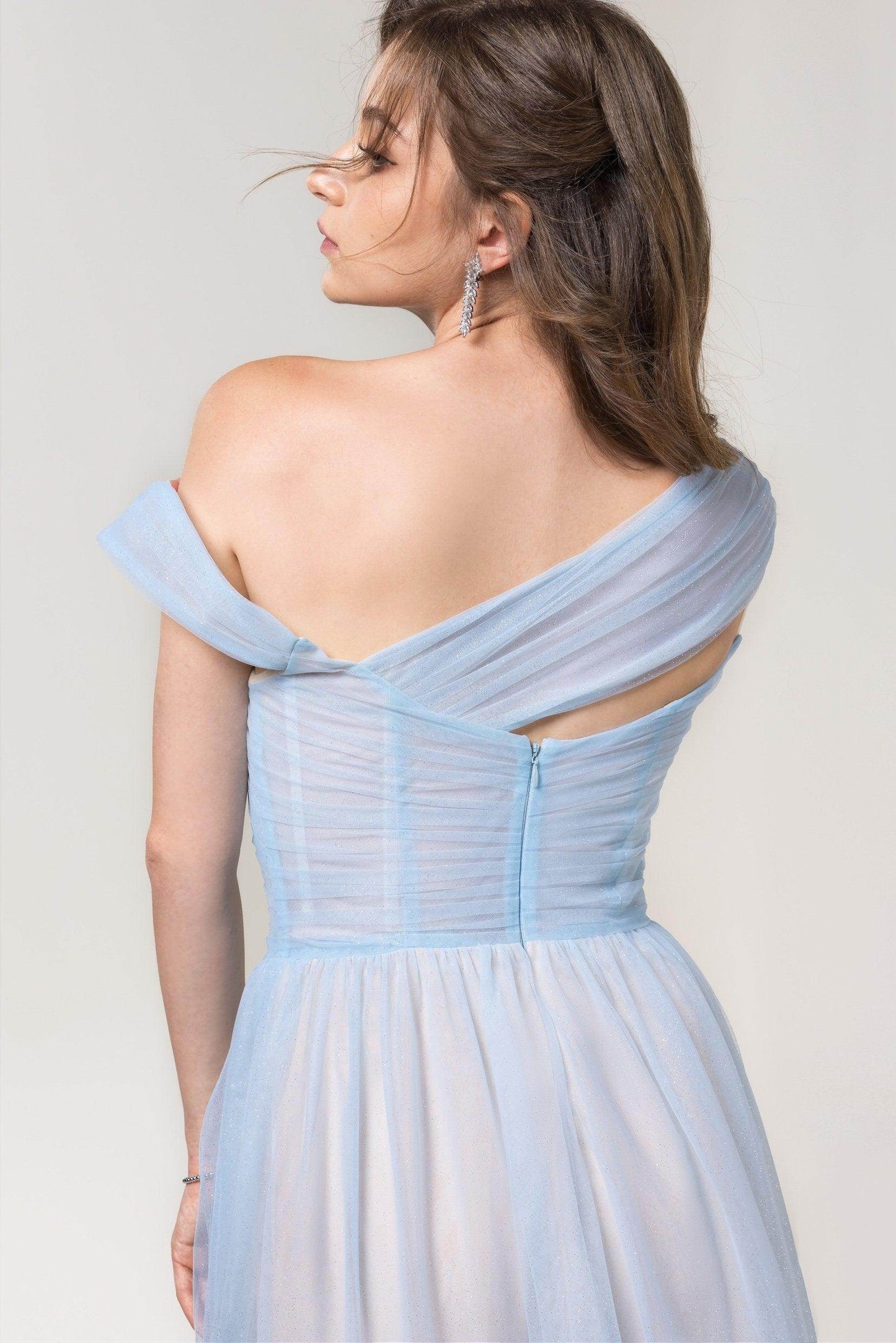 A-Line Floor Length Sparkling Tulle Bridesmaid Dress Formal Dresses CB0614 - COCOMELODY