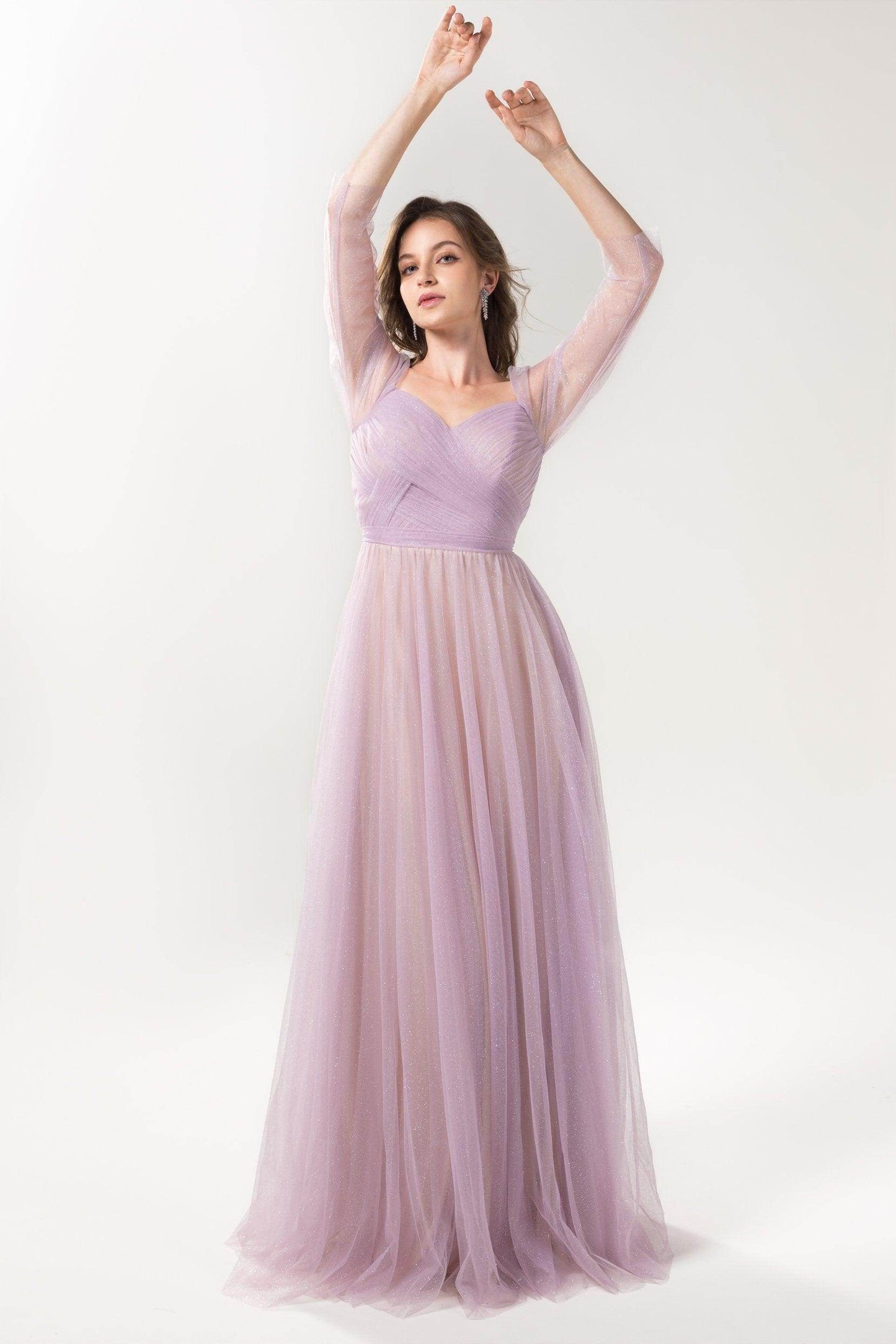 A-Line Floor Length Sparkling Tulle Bridesmaid Dress Formal Dresses CB0616 - COCOMELODY