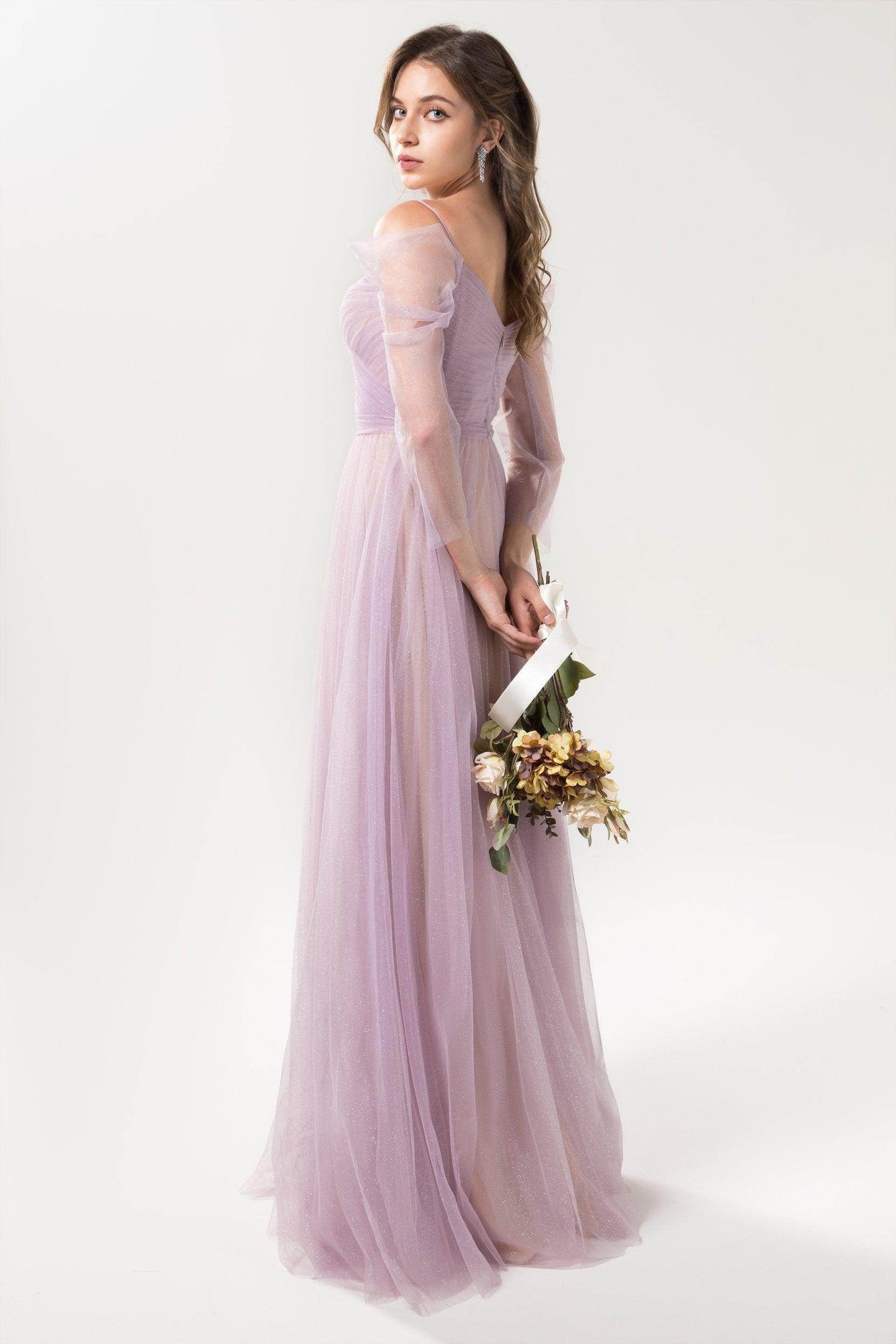 A-Line Floor Length Sparkling Tulle Bridesmaid Dress Formal Dresses CB0616 - COCOMELODY