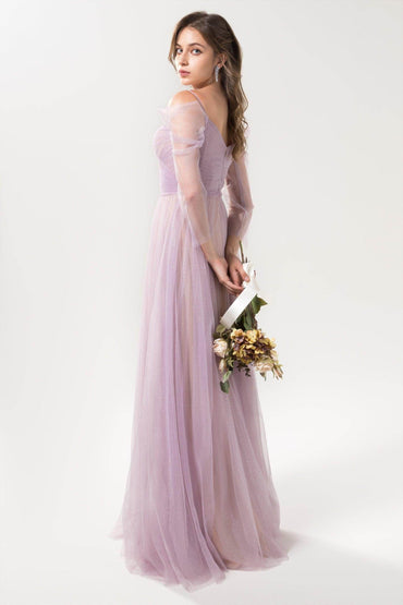 A-Line Floor Length Sparkling Tulle Bridesmaid Dress Formal Dresses CB0616 - COCOMELODY
