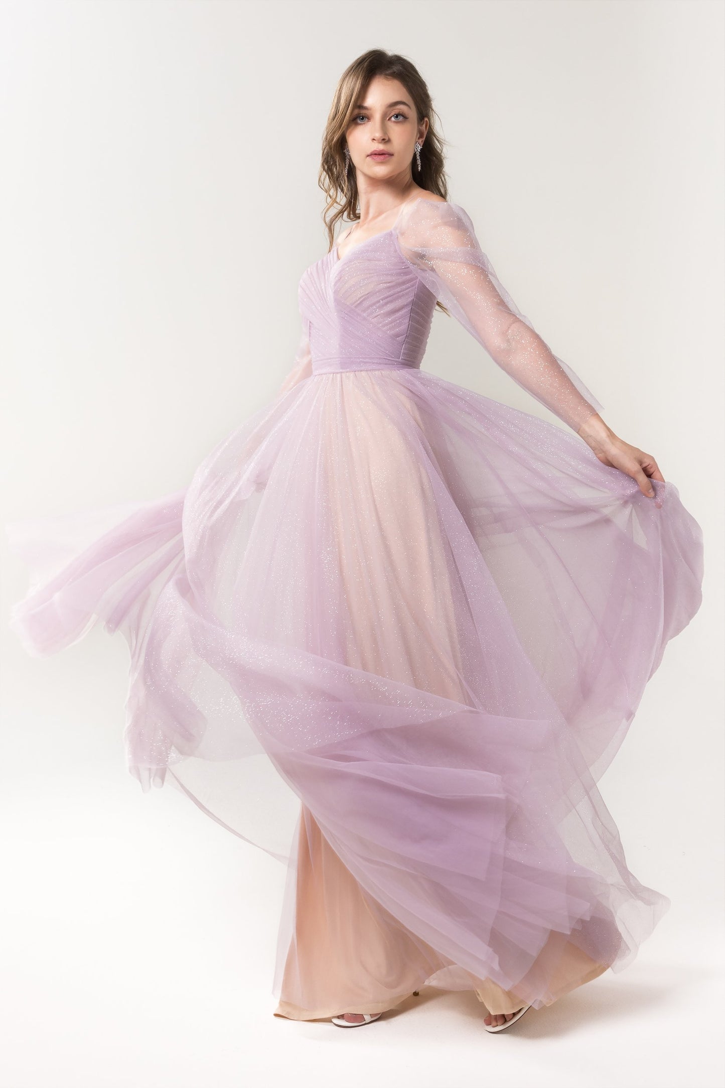 A-Line Floor Length Sparkling Tulle Bridesmaid Dress Formal Dresses CB0616