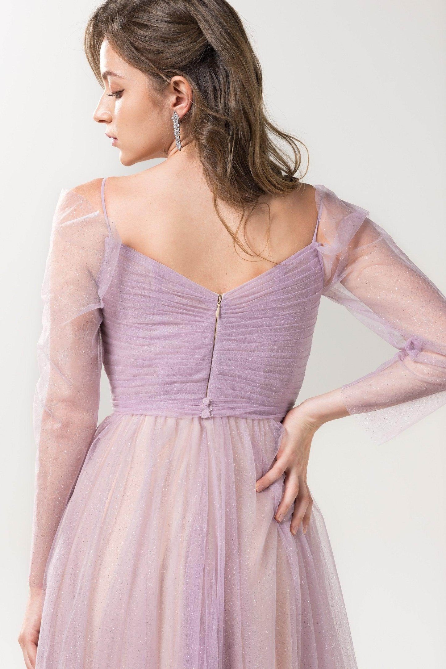 A-Line Floor Length Sparkling Tulle Bridesmaid Dress Formal Dresses CB0616 - COCOMELODY