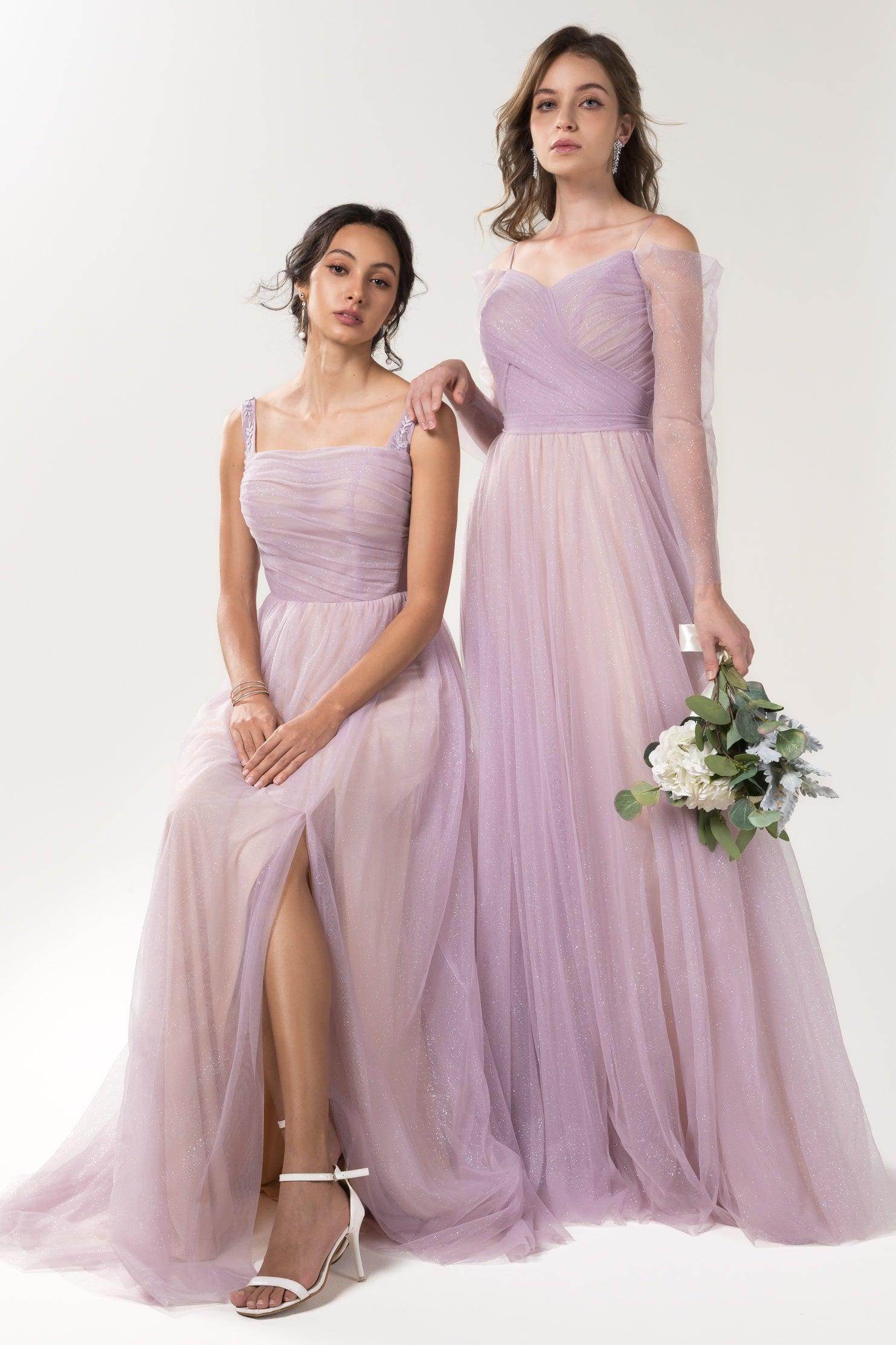 A-Line Floor Length Off Shoulder Lilac Bridesmaid Dress COCOMELODY CB0616 A-Line Floor Length Off Shoulder Lilac Bridesmaid Dress COCOMELODY CB0616