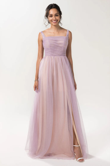 A-Line Floor Length Sparkling Tulle Bridesmaid Dress CB0617CR - 3 Days / Violet / US10 - COCOMELODY