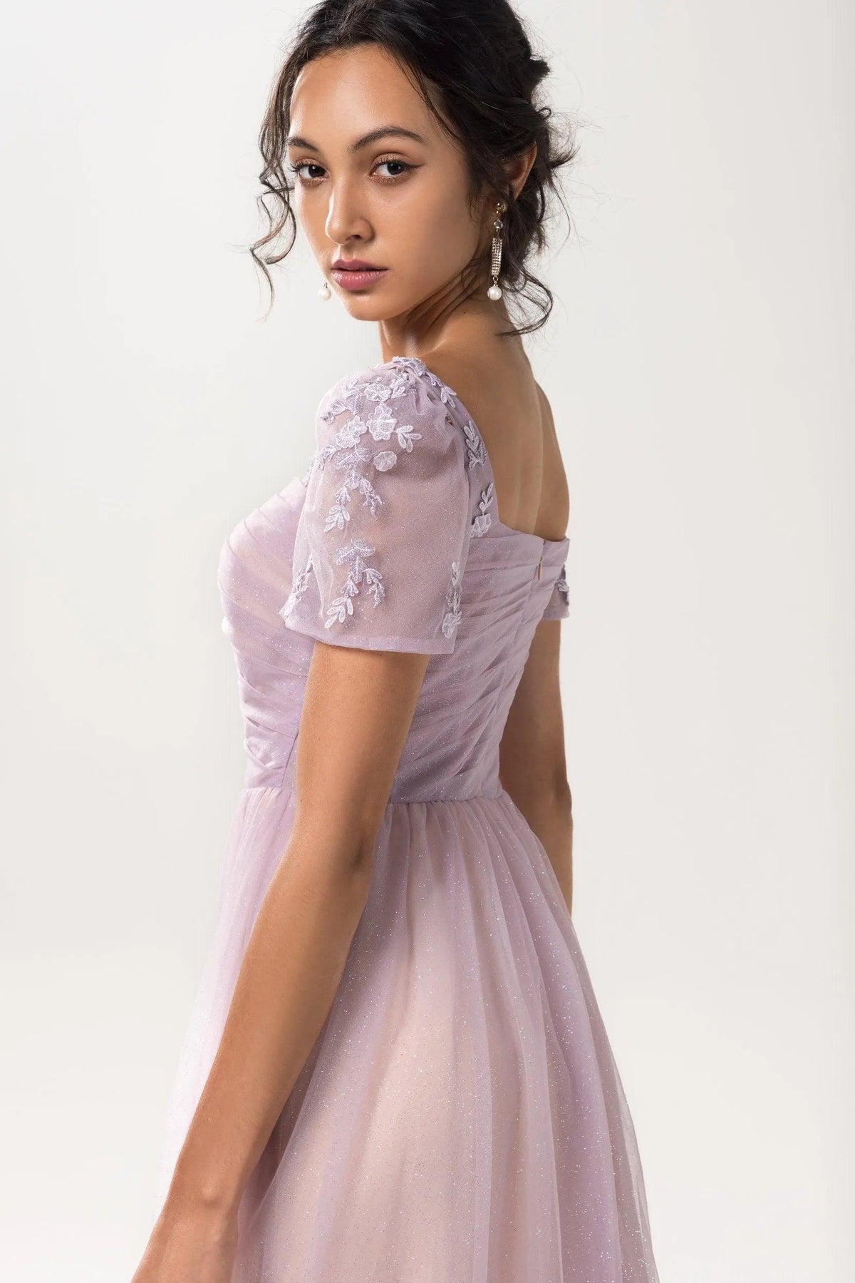 A-Line Floor Length Sparkling Tulle Bridesmaid Dress CB0617CR - 3 Days / Violet / US10 - COCOMELODY