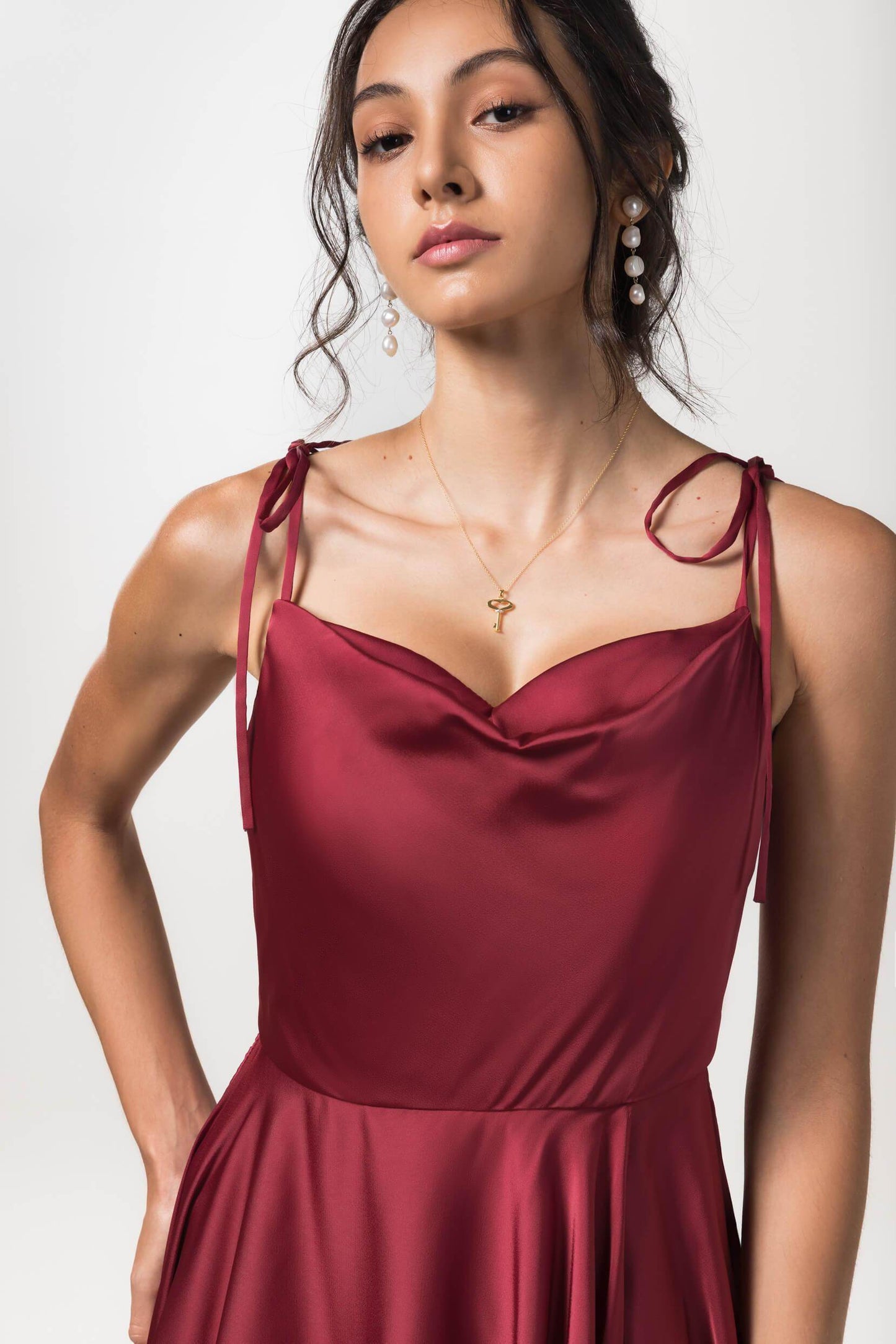 A-Line Sweep-Brush Train Luxe Satin Bridesmaid Dress Formal Dresses CB0619 - COCOMELODY
