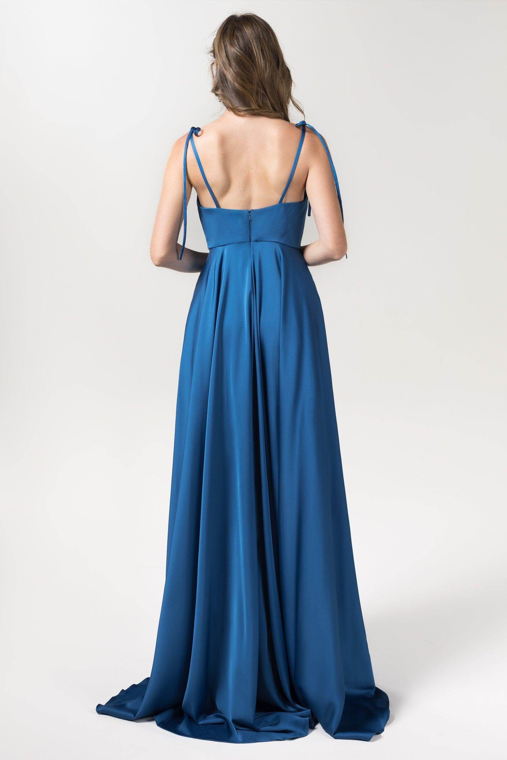 A-Line Sweep-Brush Train Luxe Satin Bridesmaid Dress Formal Dresses CB0620 - COCOMELODY