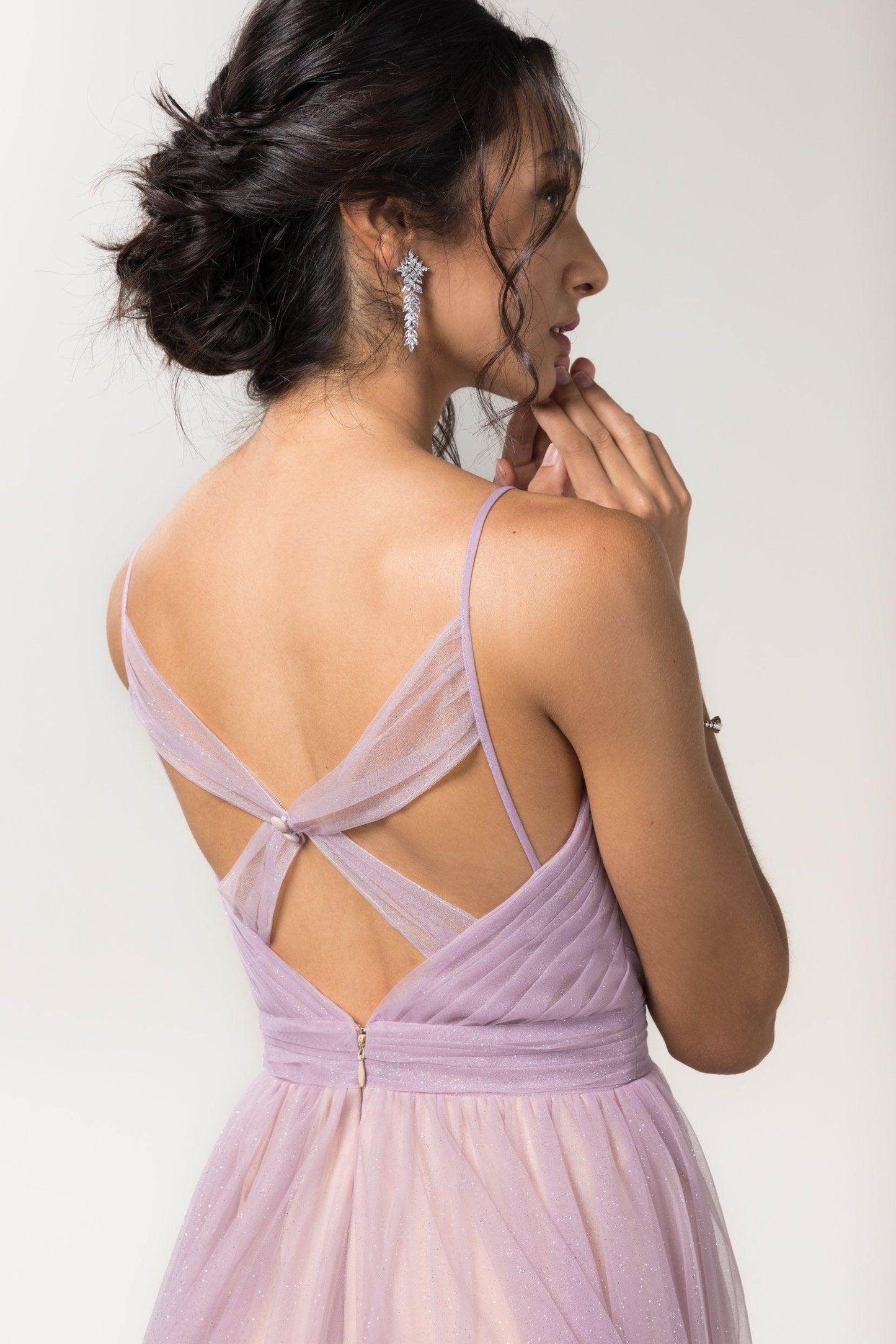 A-Line Floor Length Sparkling Tulle Bridesmaid Dress Formal Dresses CB0621PS - COCOMELODY