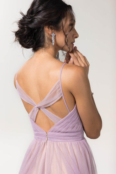 A-Line Floor Length Sparkling Tulle Bridesmaid Dress Formal Dresses CB0621PS - COCOMELODY