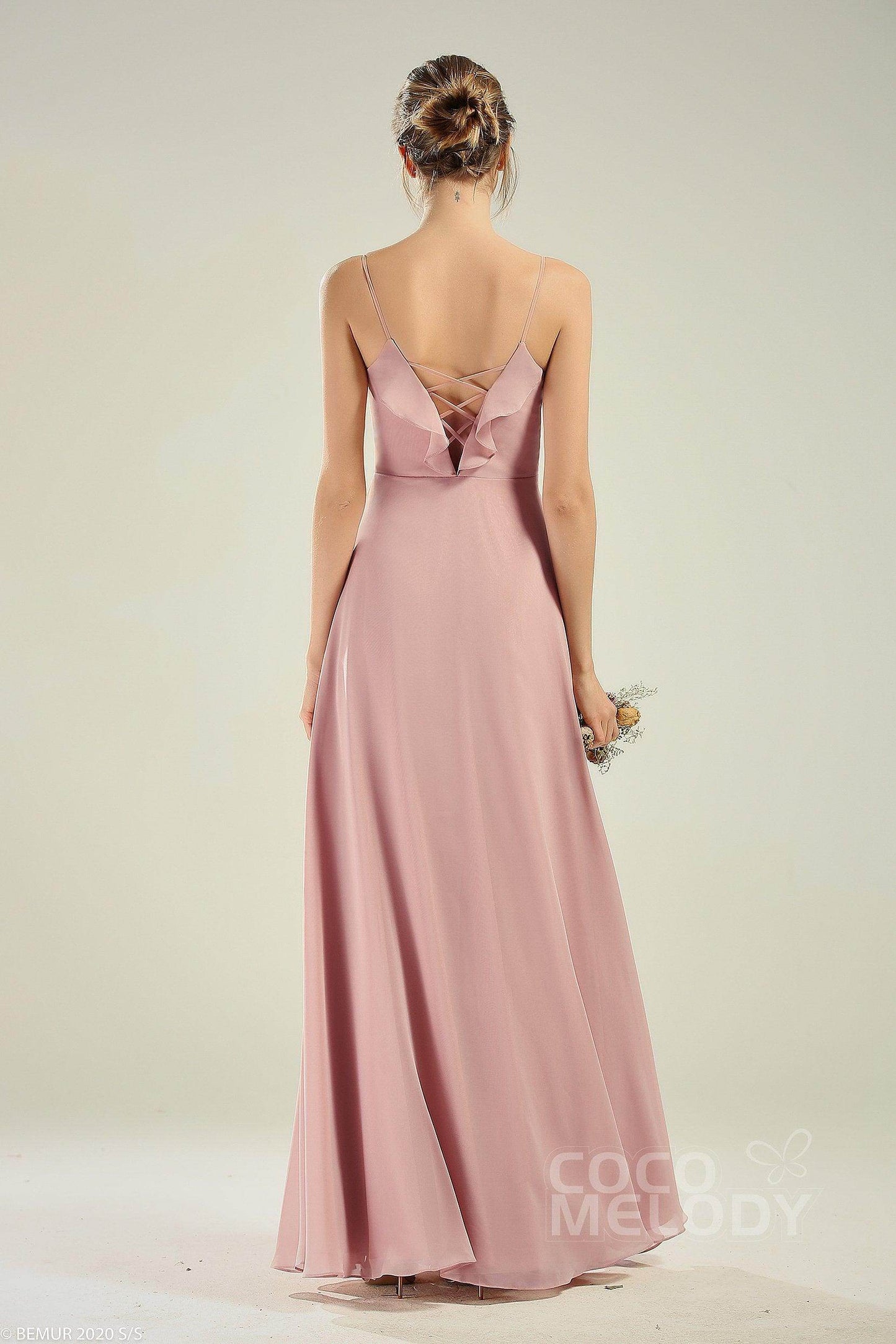 A-Line Floor Length Chiffon Bridesmaid Dress CB0629 - COCOMELODY