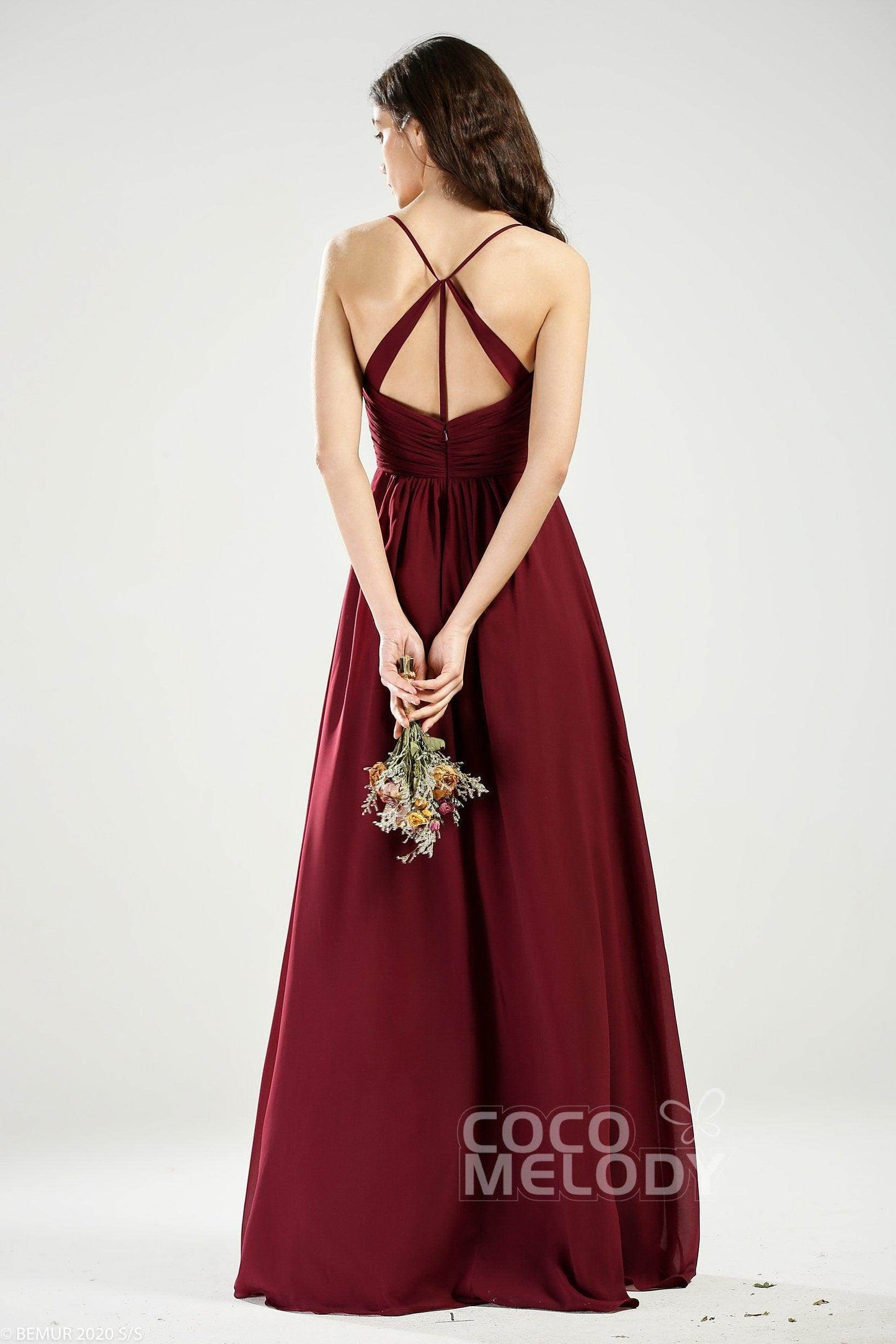 A-Line Floor Length Chiffon Bridesmaid Dress CB0639 - COCOMELODY