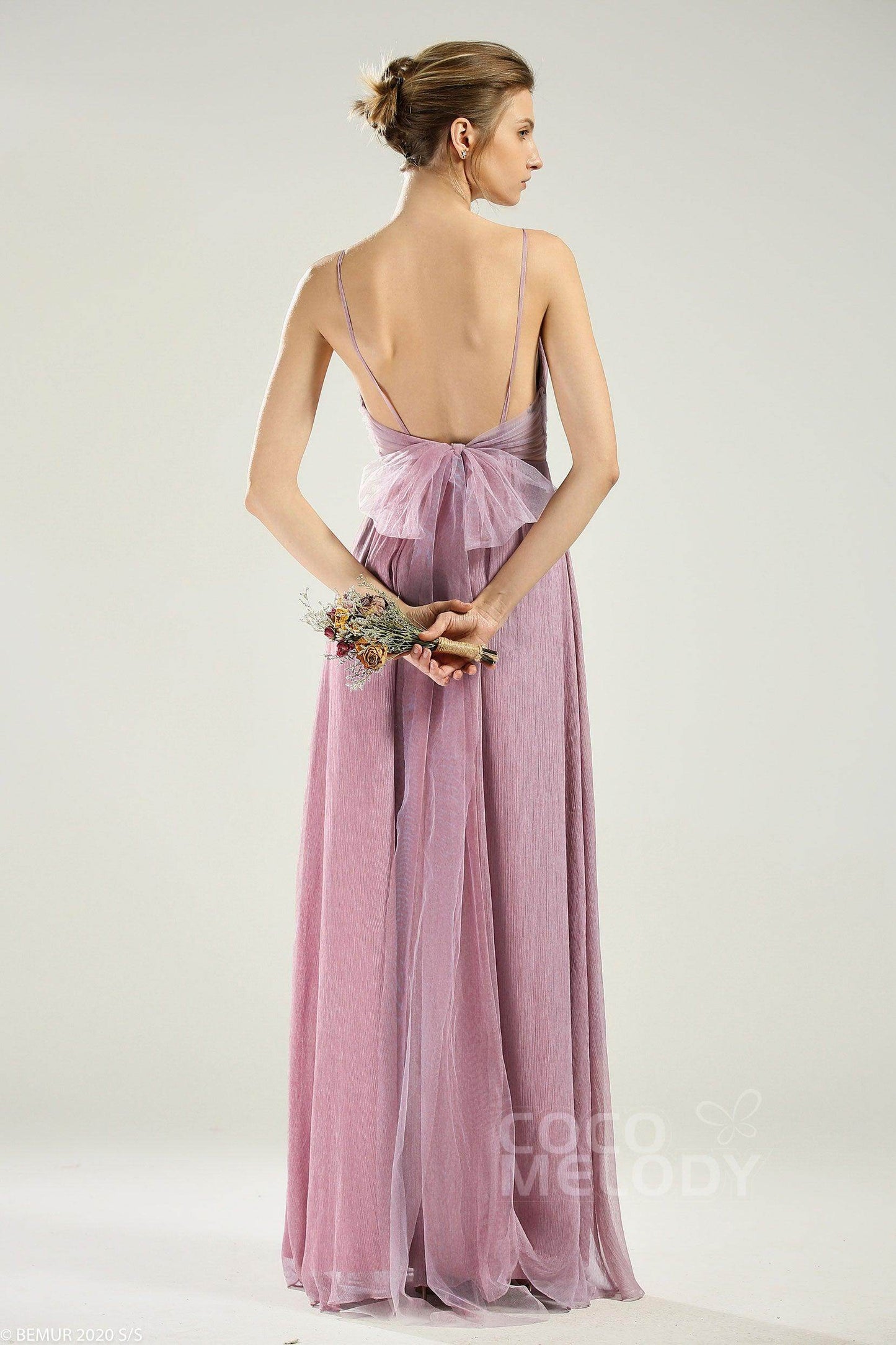 A-Line Floor Length Chiffon Bridesmaid Dress CB0640 - COCOMELODY
