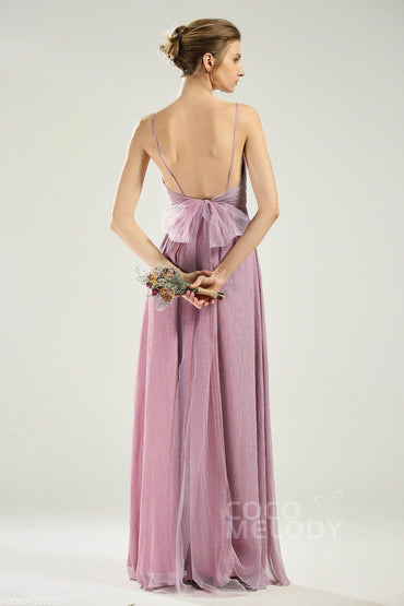 A-Line Floor Length Chiffon Bridesmaid Dress CB0640 - COCOMELODY