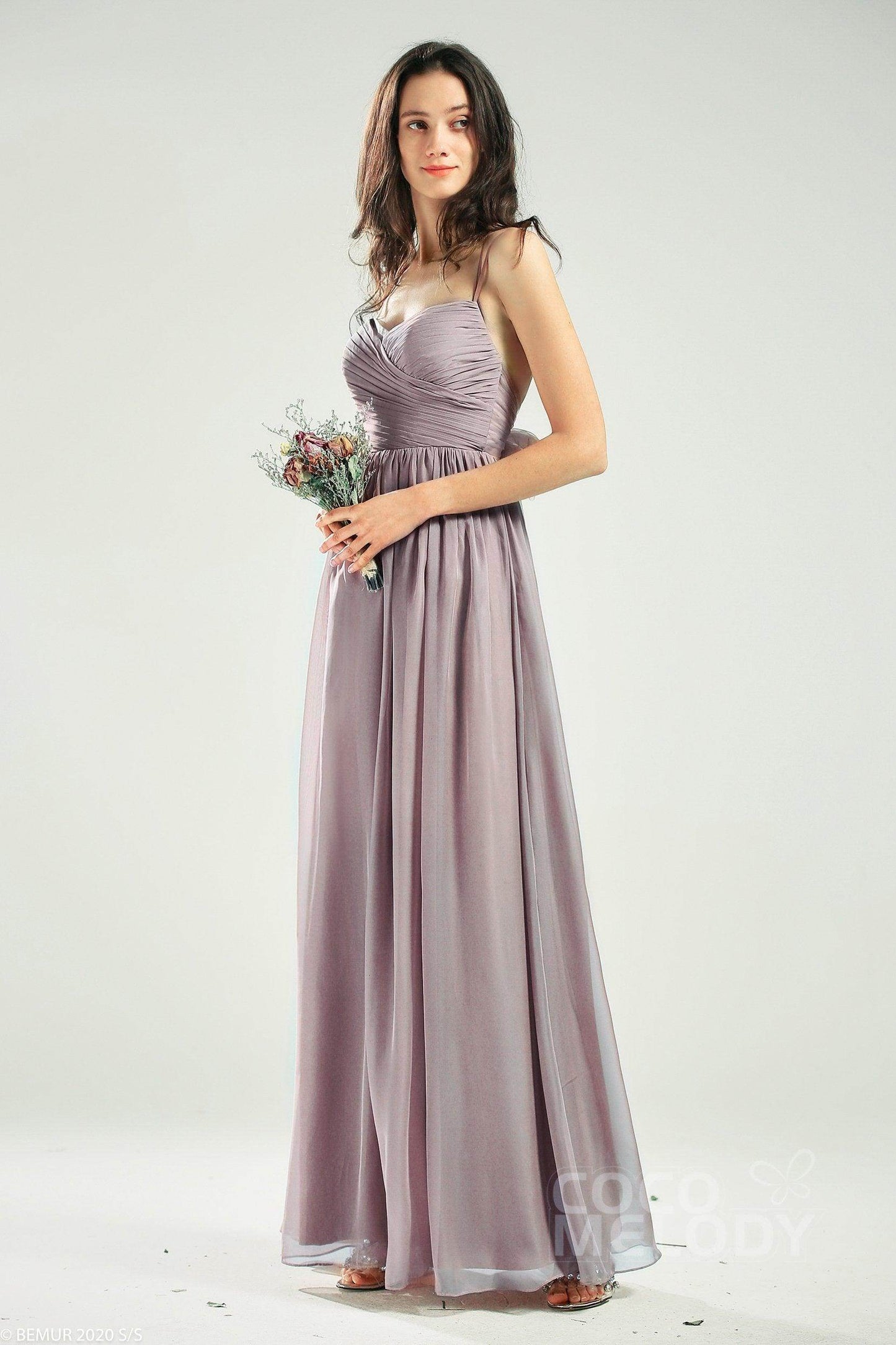 A-Line Floor Length Organza Bridesmaid Dress CB0641 - COCOMELODY