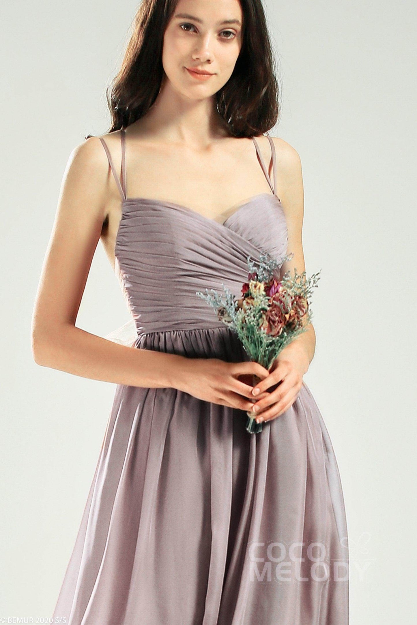 A-Line Floor Length Organza Bridesmaid Dress CB0641 - COCOMELODY