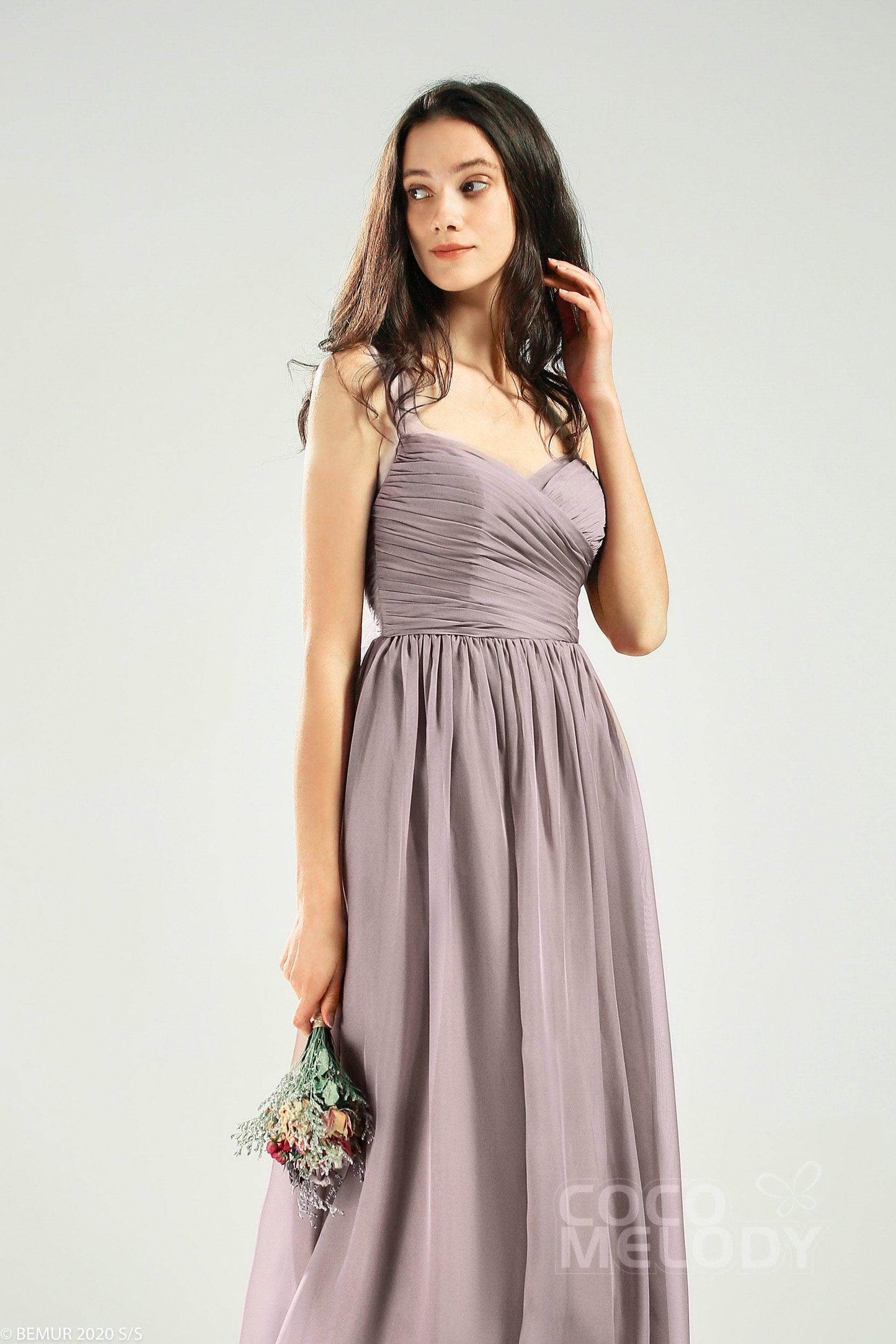 A-Line Floor Length Organza Bridesmaid Dress CB0641 - COCOMELODY
