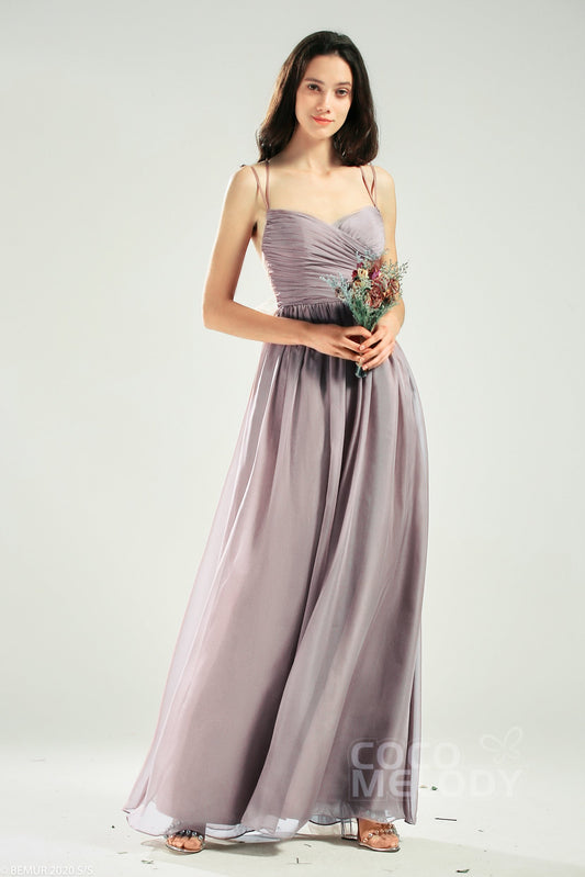 A-Line Floor Length Chiffon Bridesmaid Dress CB0641