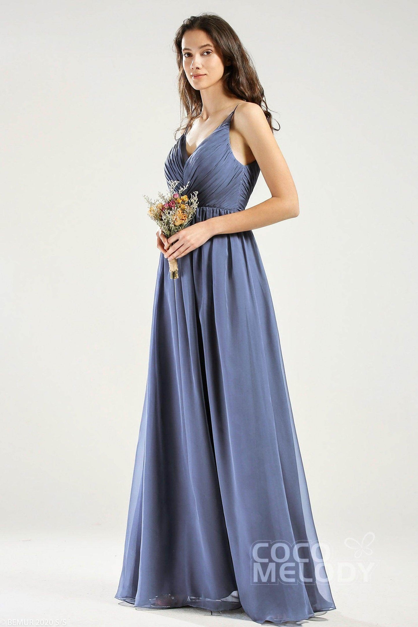 A-Line Floor Length Chiffon Bridesmaid Dress CB0642 - COCOMELODY