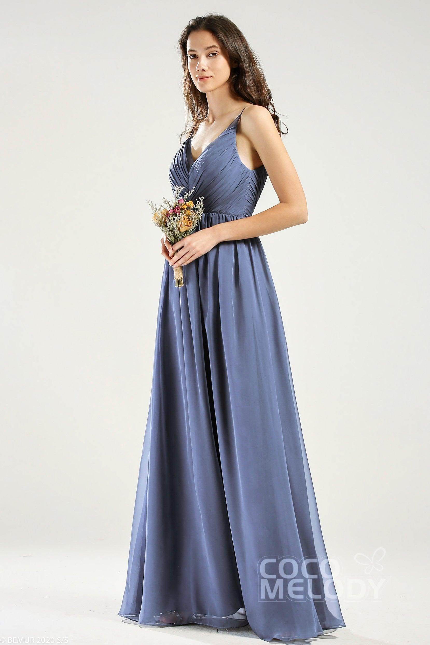 A-Line Floor Length Chiffon Bridesmaid Dress CB0642 - COCOMELODY