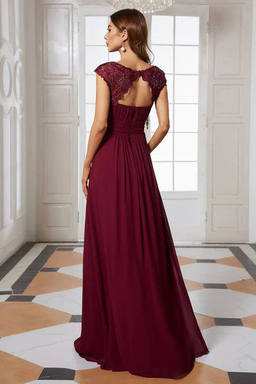 A-Line Floor Length Chiffon , Lace Bridesmaid Dress CB0683