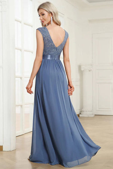 A-Line Floor Length Chiffon , Lace Bridesmaid Dress CB0685