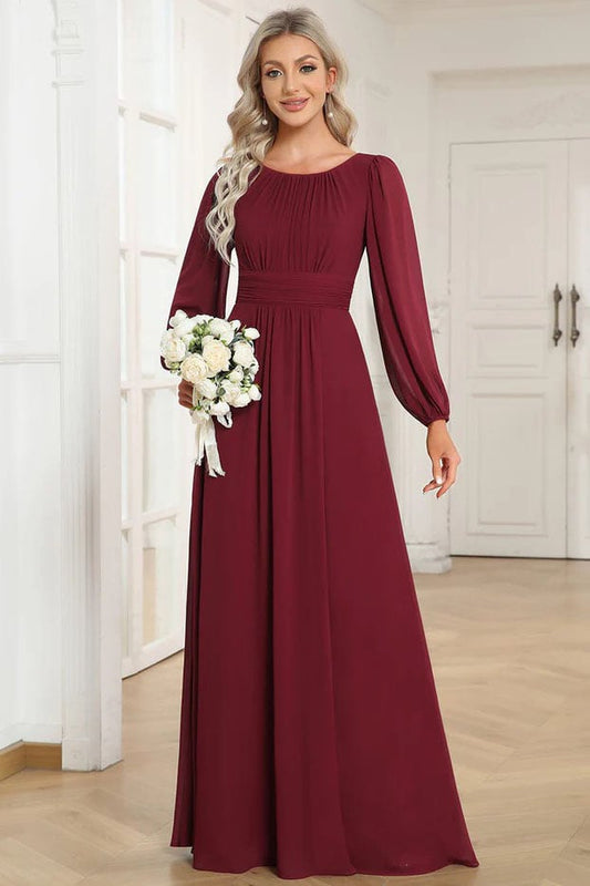 A-Line Floor Length Chiffon Bridesmaid Dress CB0686
