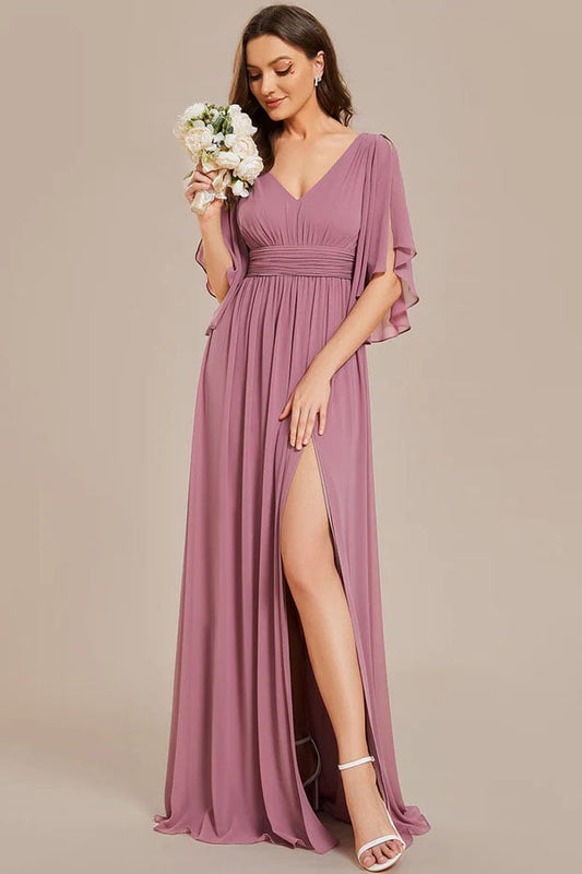 A-Line Floor Length Chiffon Bridesmaid Dress CB0694