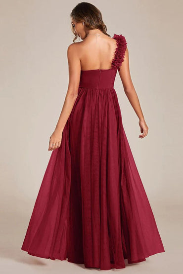 A-Line Floor Length Tulle Bridesmaid Dress CB0695