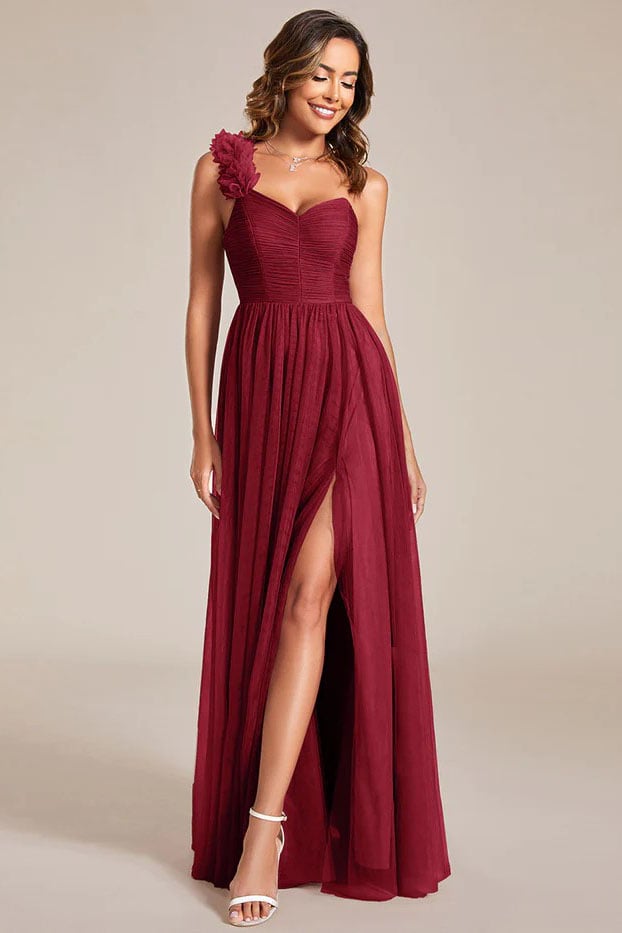 A-Line Floor Length Tulle Bridesmaid Dress CB0695