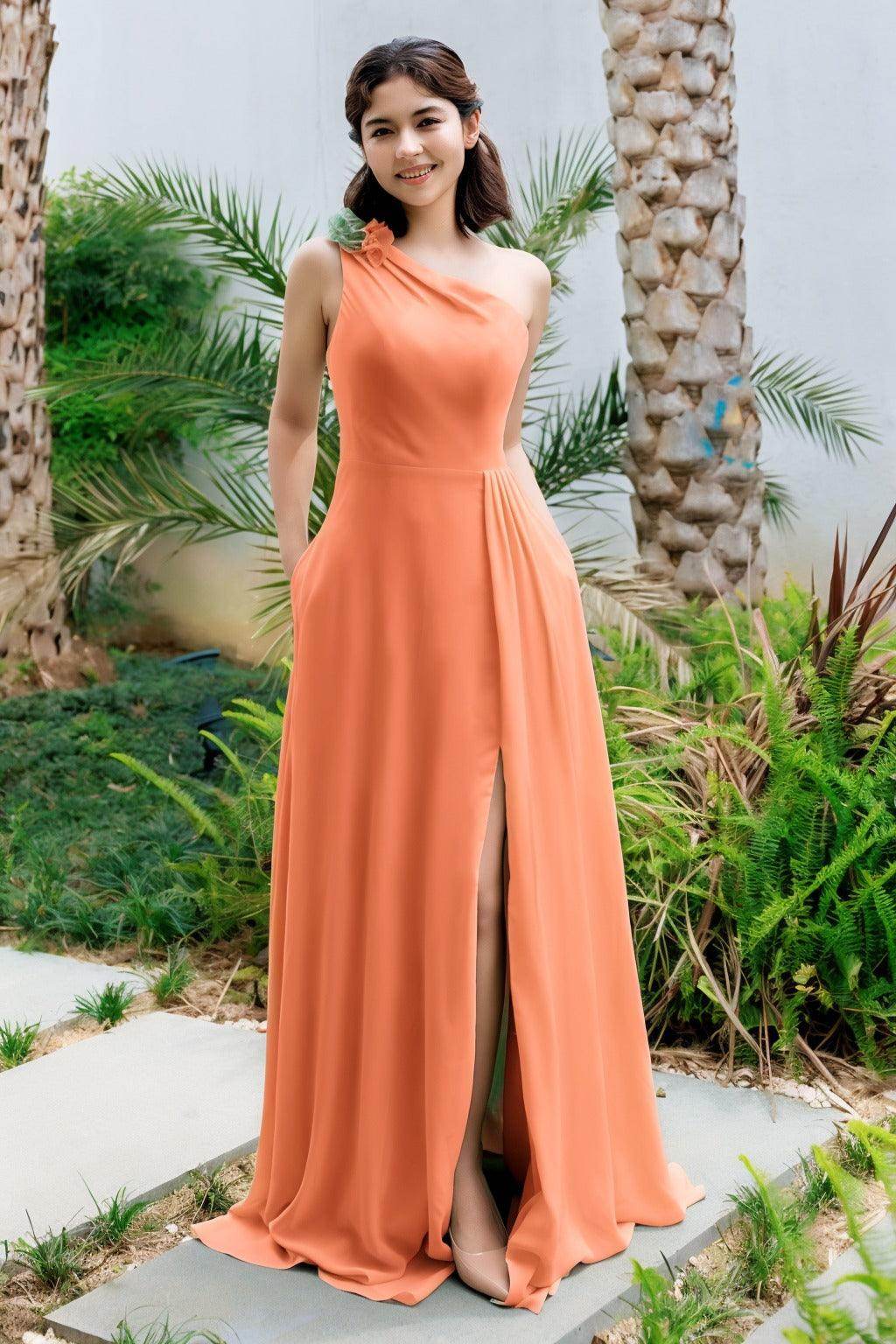 A-Line Floor Length Chiffon Bridesmaid Dress CB0707 - COCOMELODY