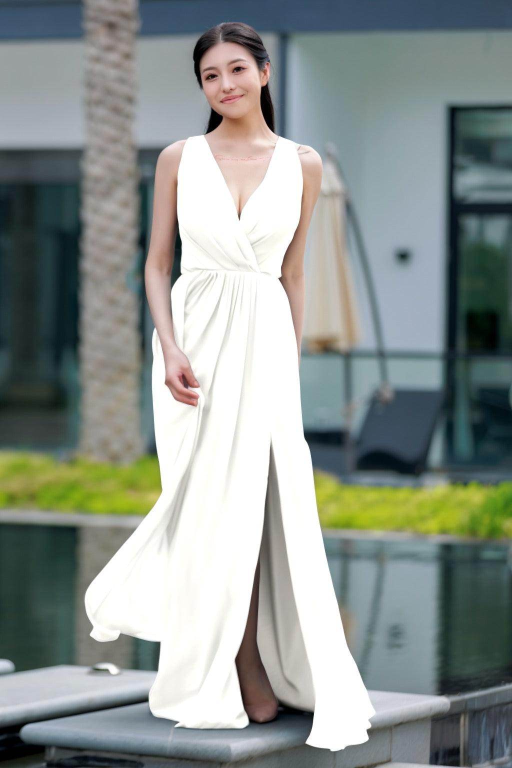A-Line Floor Length Chiffon Bridesmaid Dress CB0708 - COCOMELODY