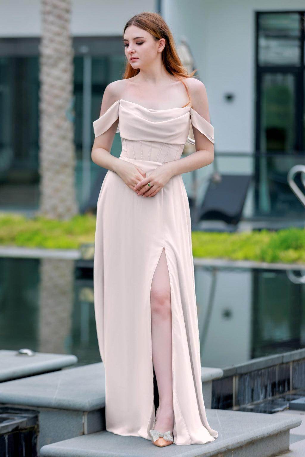 A-Line Floor Length Chiffon Bridesmaid Dress CB0709PS - COCOMELODY