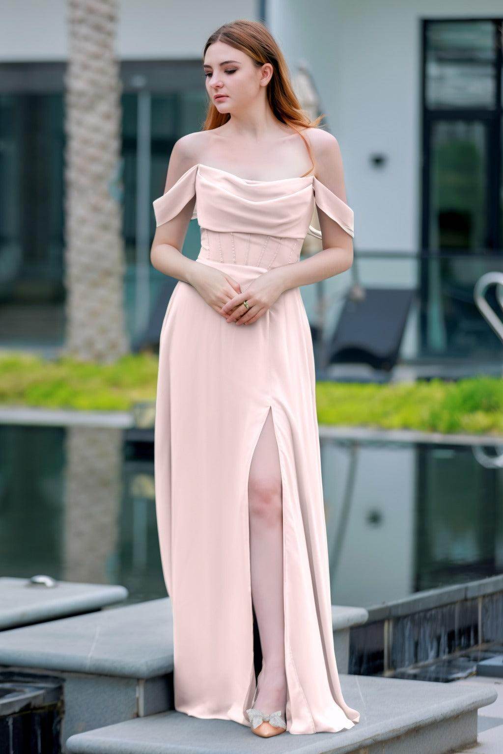A-Line Floor Length Chiffon Bridesmaid Dress CB0709PS - COCOMELODY