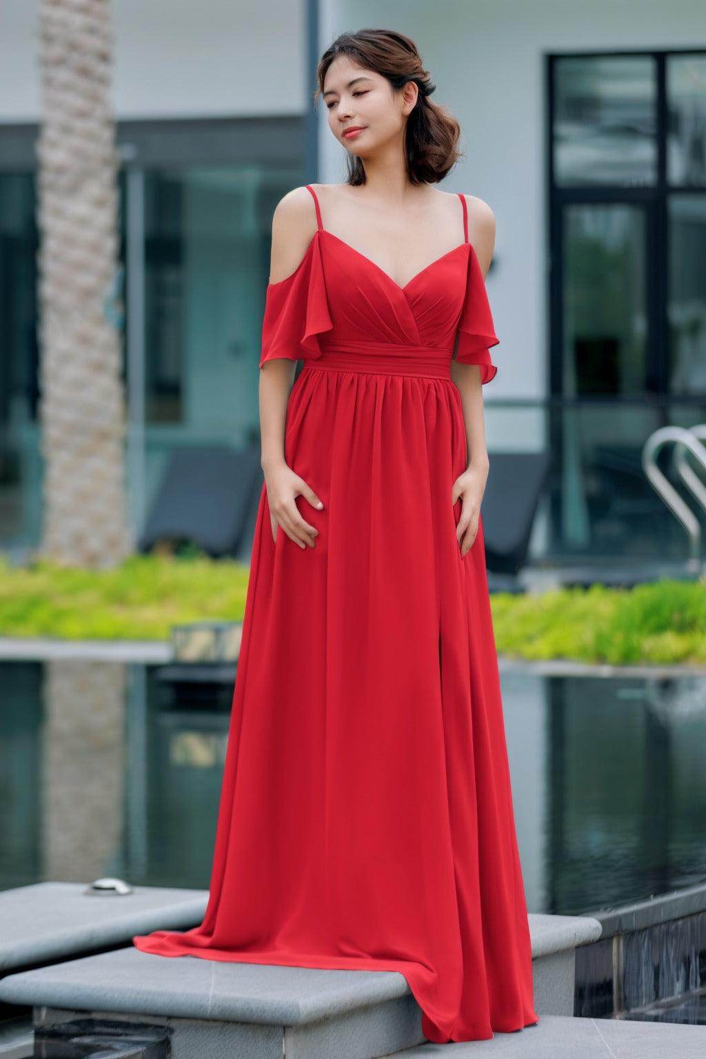 A-Line Floor Length Chiffon Bridesmaid Dress CB0710 - COCOMELODY