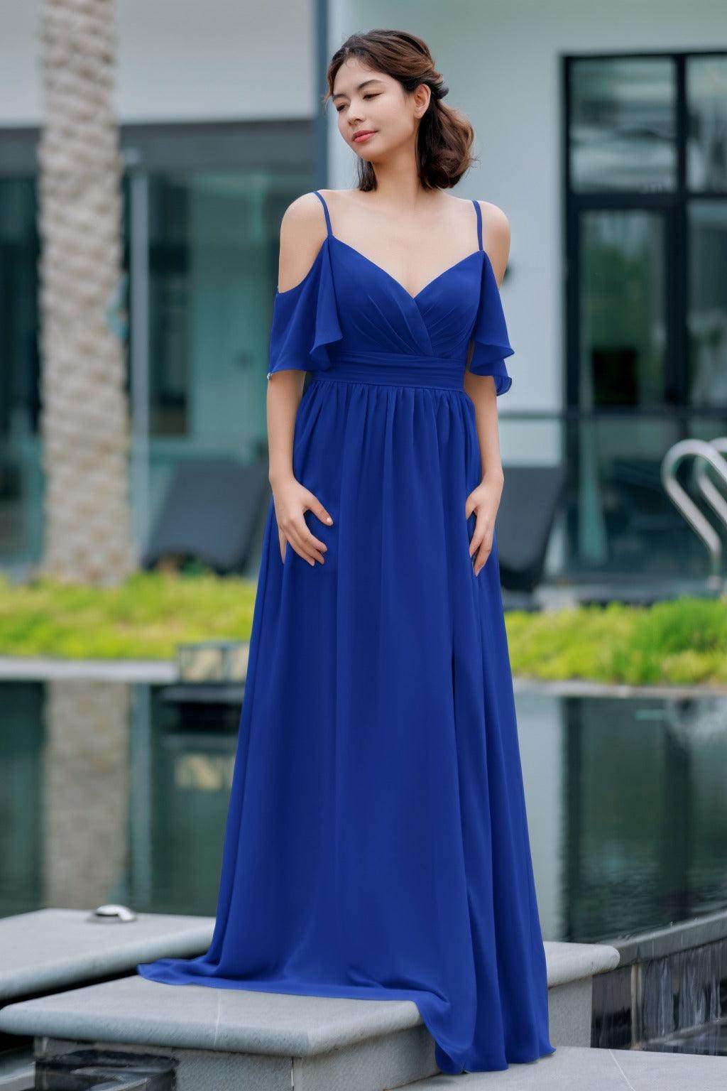 A-Line Floor Length Chiffon Bridesmaid Dress CB0710 - COCOMELODY